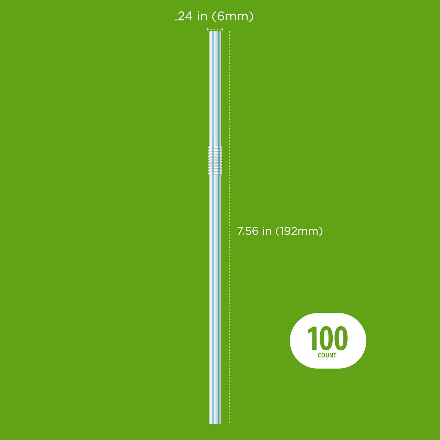Thumbnail 2 de Amazon Basics Disposable Striped Plastic Flex Straws, 7.5" Long, 100 Count