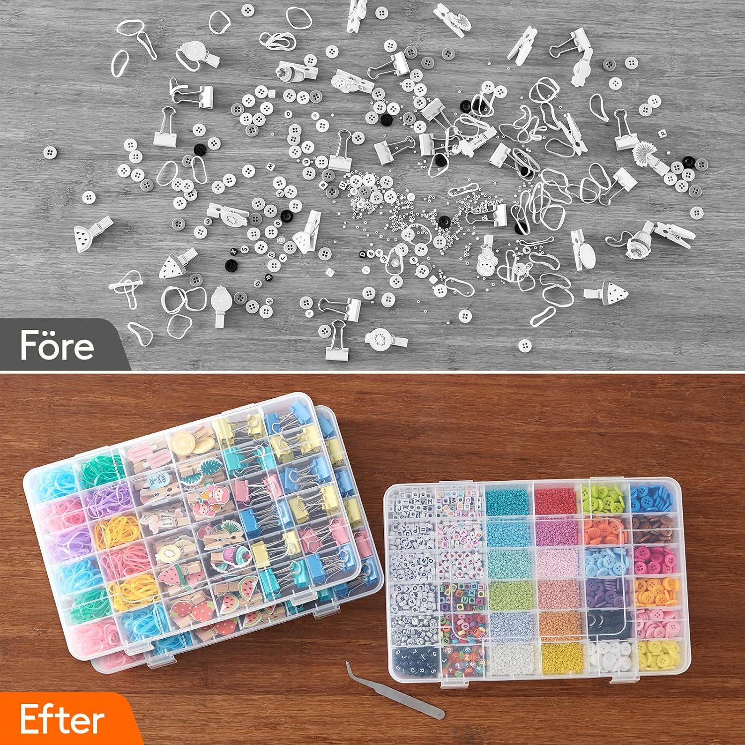 Thumbnail 5 de Lifewit 22051 sorteringslådor, 3-pack i transparent PP med justerbara fack