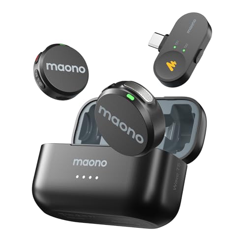 Detalle de MAONO Wave T5, micrófono inalámbrico de solapa USB-C, 48 kHz/24 bits