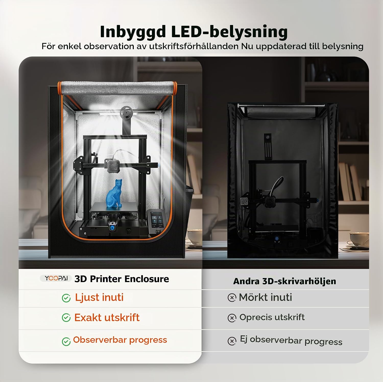Detalle de YOOPAI Enclosure-L-01 3D-skrivarfodral, 750 x 700 x 900 mm utan LED