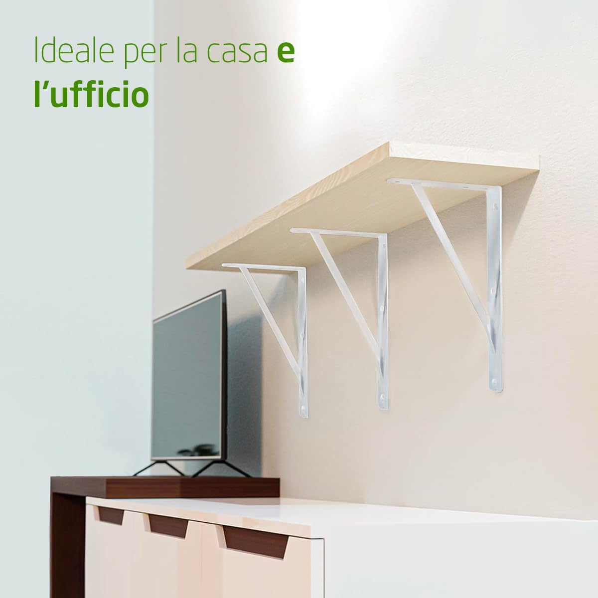Detalle de Amig Staffa mensola - Supporto scaffale angolare in acciaio, 320 kg, 200x125 mm, argento