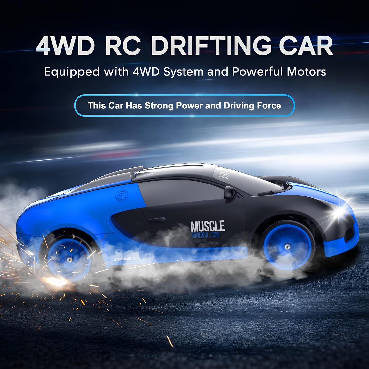 Detalle de Desdoni RC Drift Car 1:24 4WD Remote Control Car with 2.4GHz and LED Lights