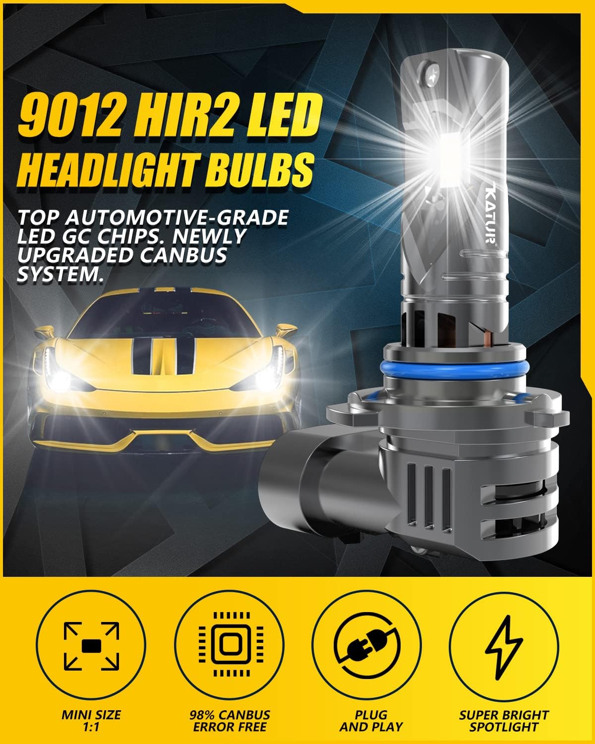 Detalle 2 de KATUR HIR2 Lampadine LED per fari 100W 20000LM 6000K