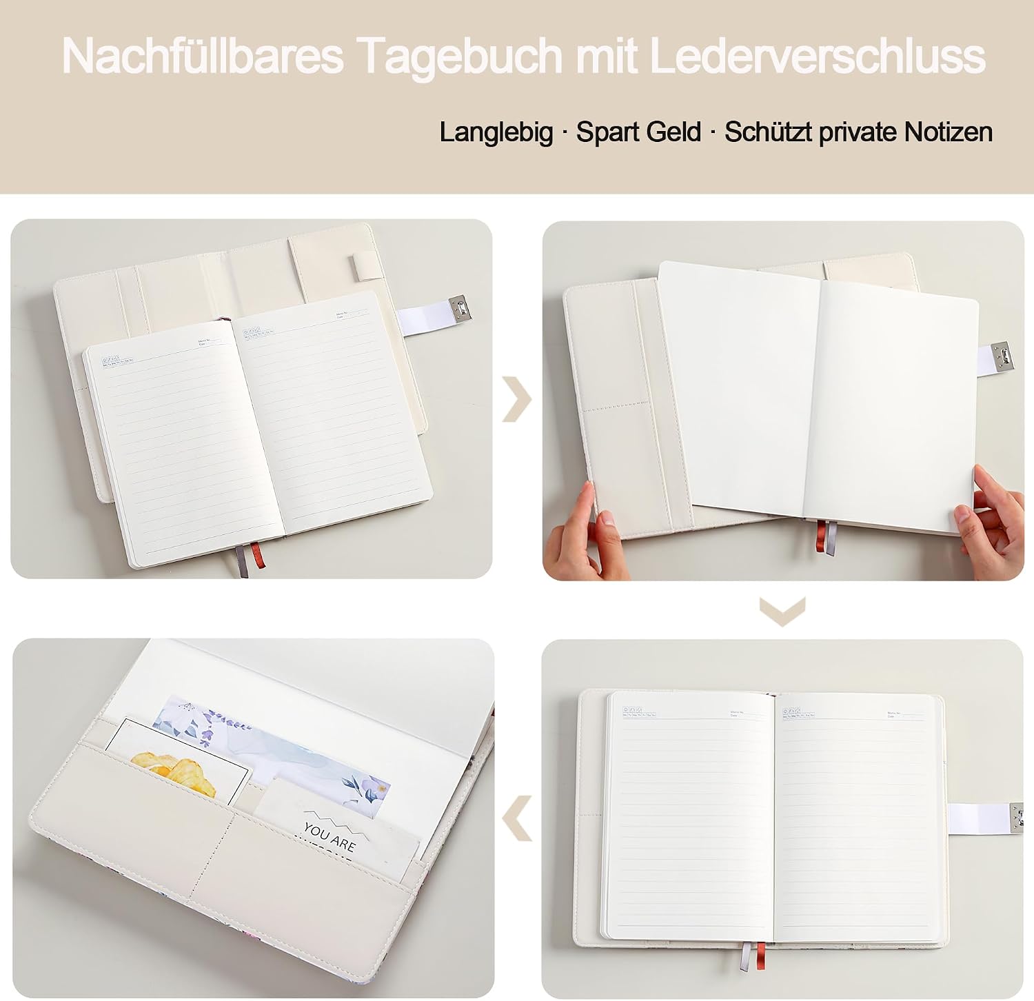 Detalle 1 de Herzförmiges Baum Tagebuch A5 mit Schloss