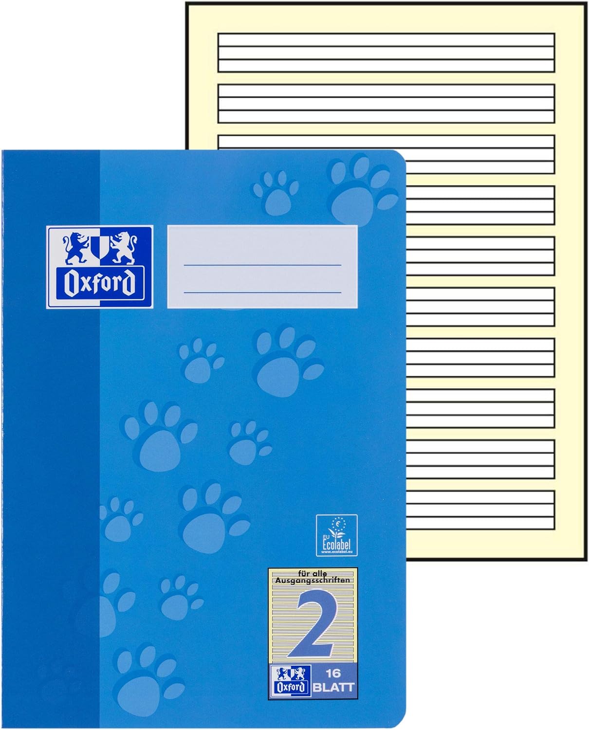 Detalle de Oxford Schulheft A5, 16 Blatt, Lineatur 2 (liniert) – 15er Pack