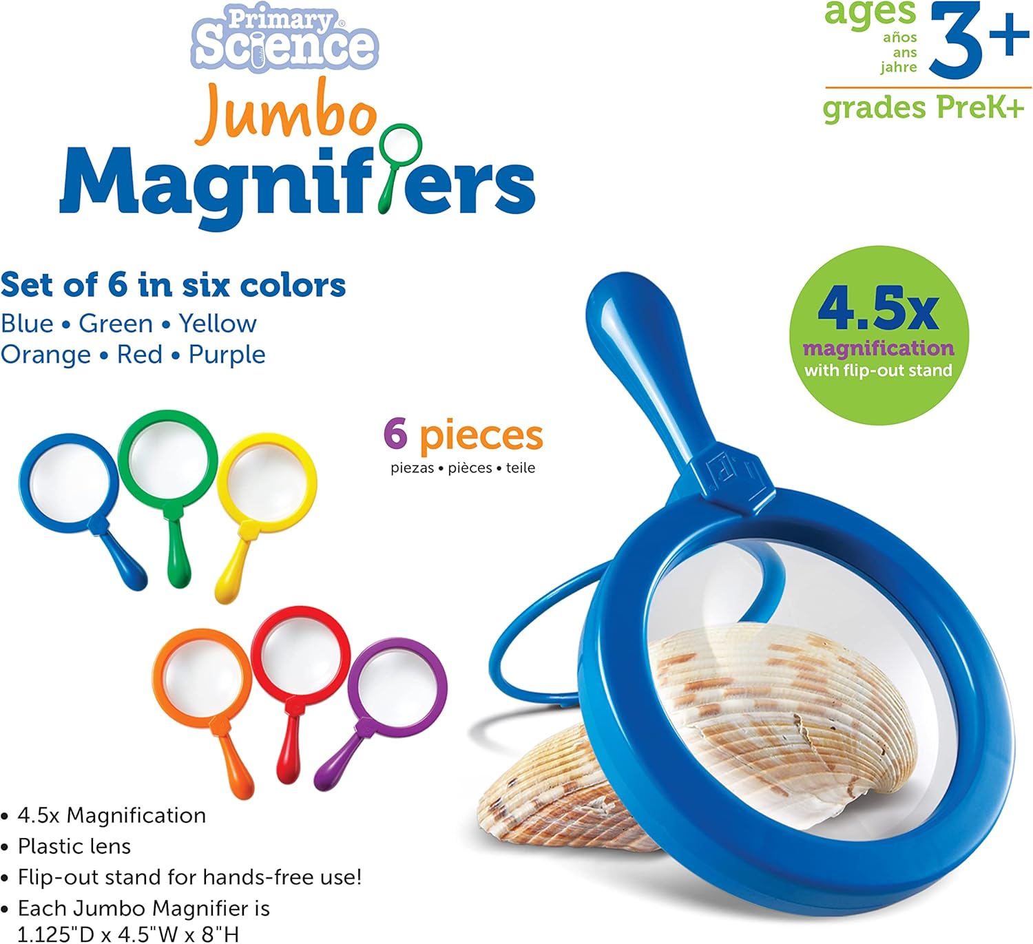 Detalle de Learning Resources Lenti d’Ingrandimento Jumbo – Set da 6 per Bambini 3+