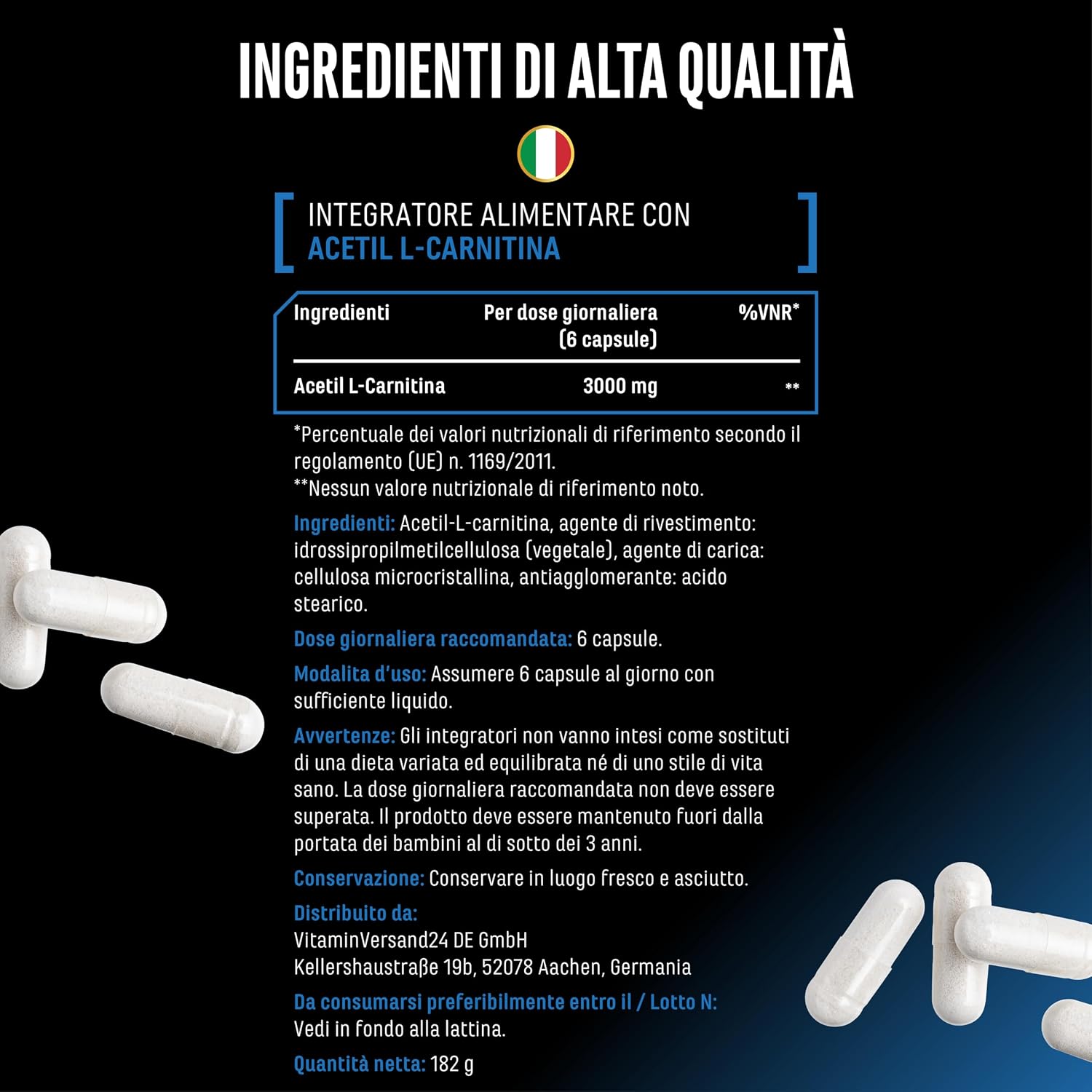 Thumbnail 4 de Acetyl-L-carnitina 3000 mg 250 capsule vegane
