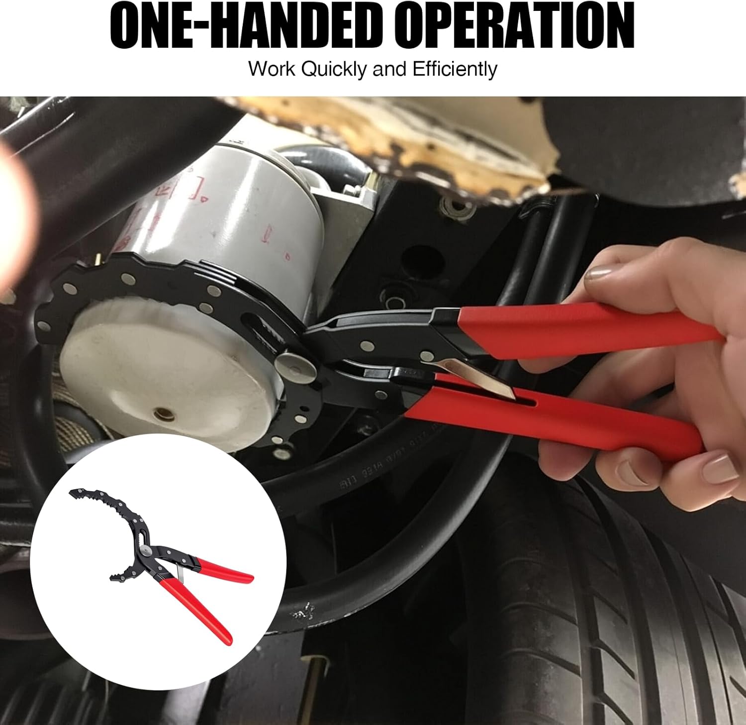 Thumbnail 6 de DHSWNNG 12" Oil Filter Wrench – Adjustable, Heavy-Duty Carbon Steel Pliers (2-1/4" to 4-3/4" Opening, Red)