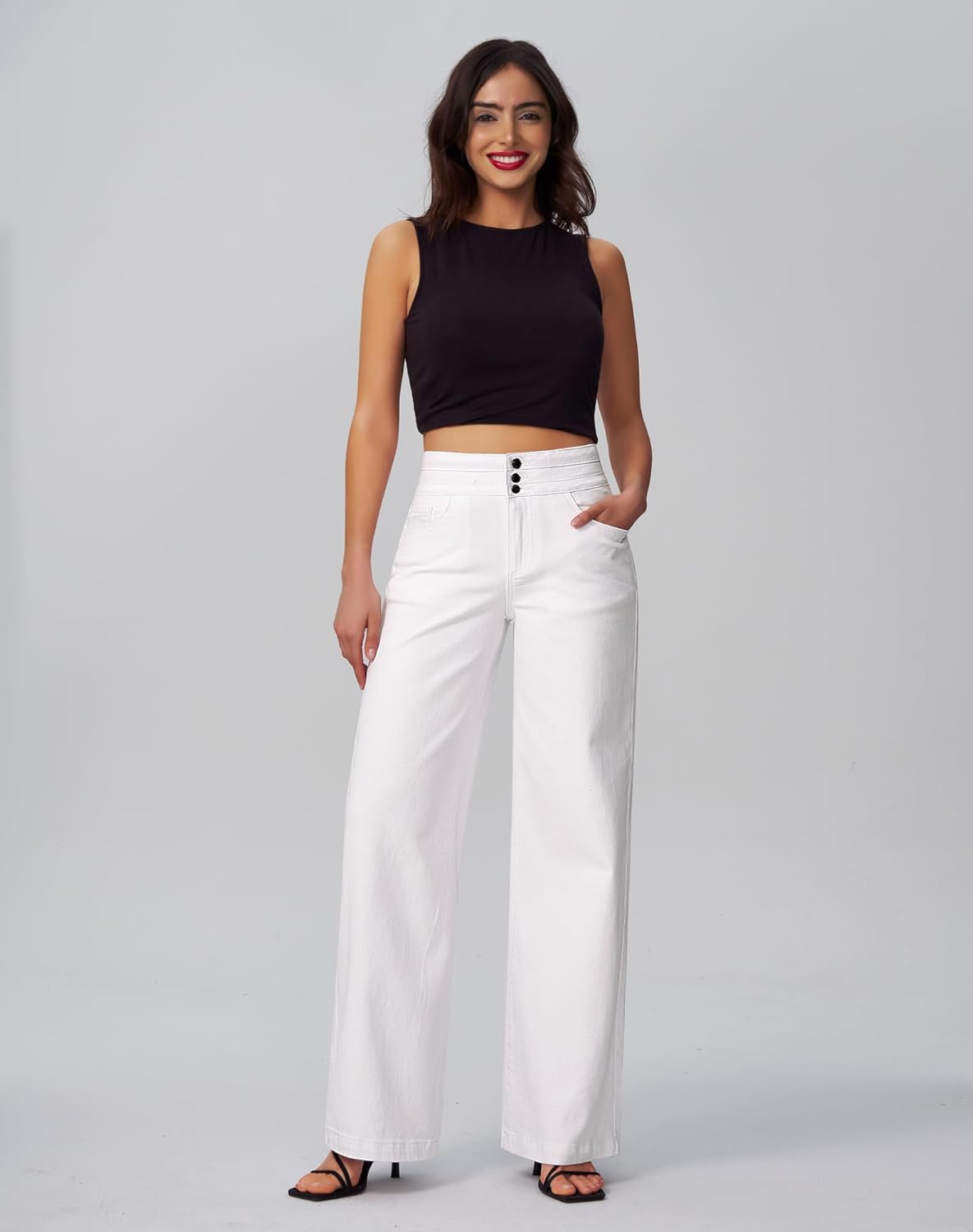 Thumbnail 5 de Roswear Women's Wide Leg Jeans: High-Waisted, Stretchy Comfort with Vintage Flair