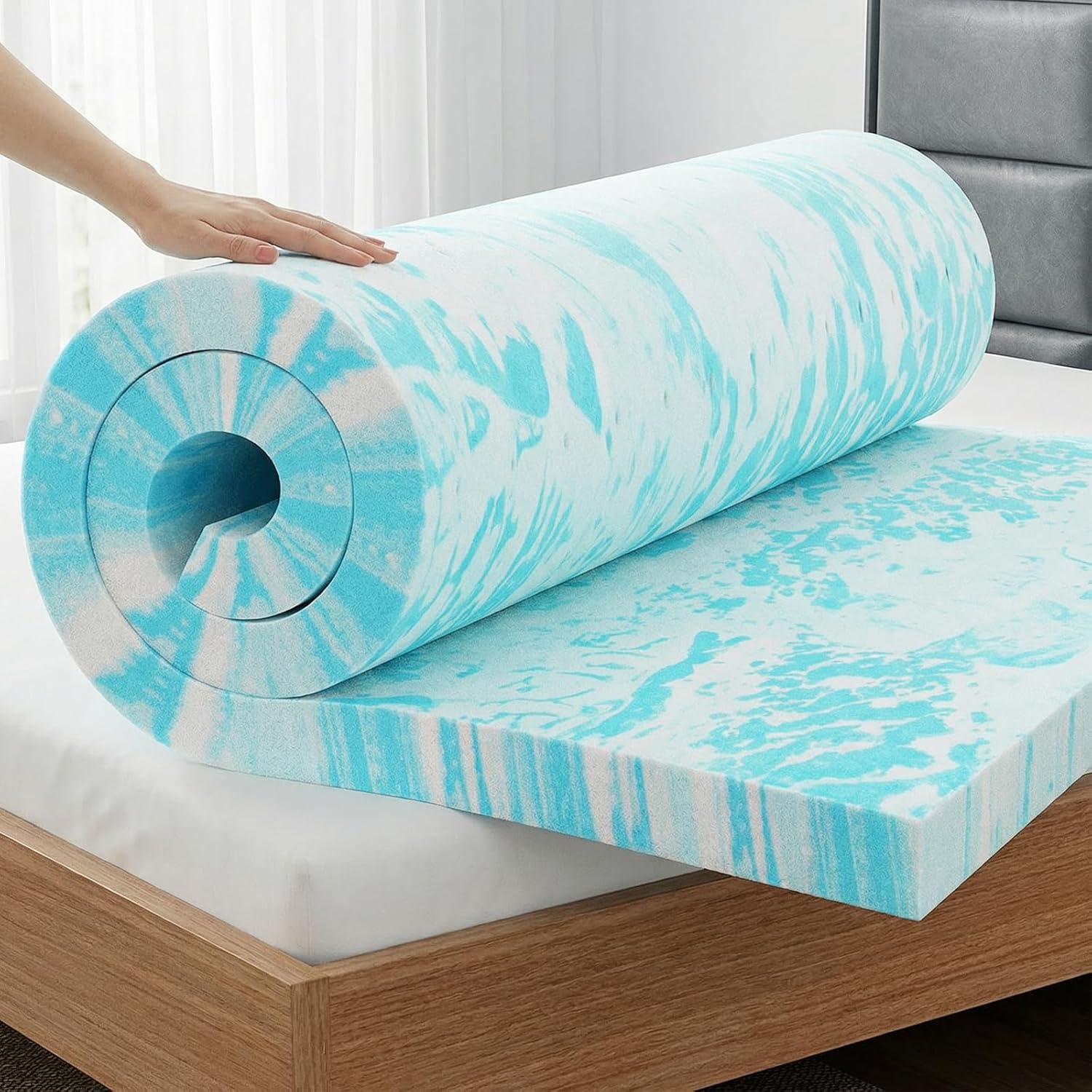 Detalle de OLIXIS Memory Foam Mattress Topper, 3-Inch