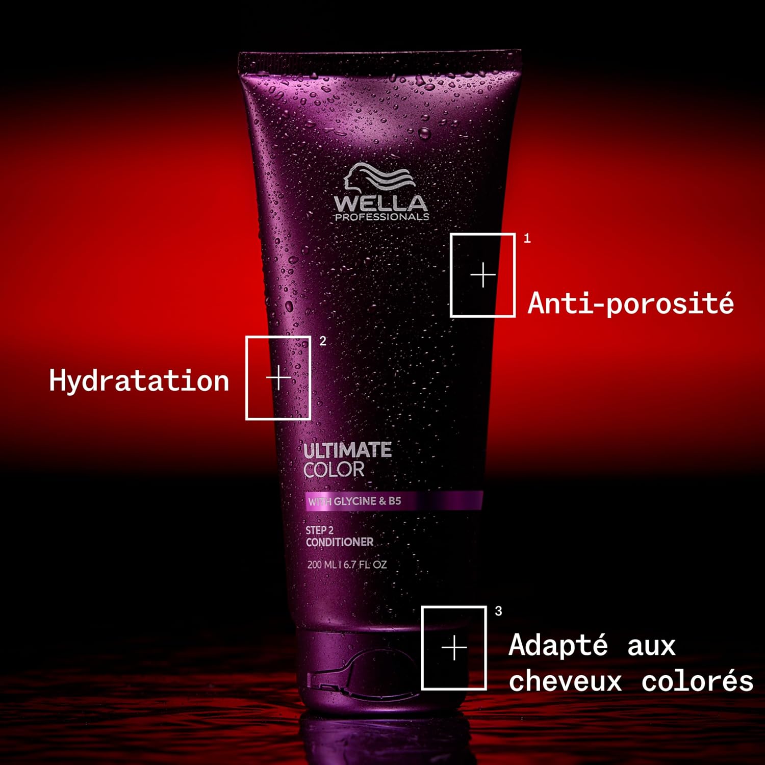 Detalle de Wella Professionals ULTIMATE COLOR Après-shampoing Étape 2 – Hydratant pour cheveux colorés (200 ml)
