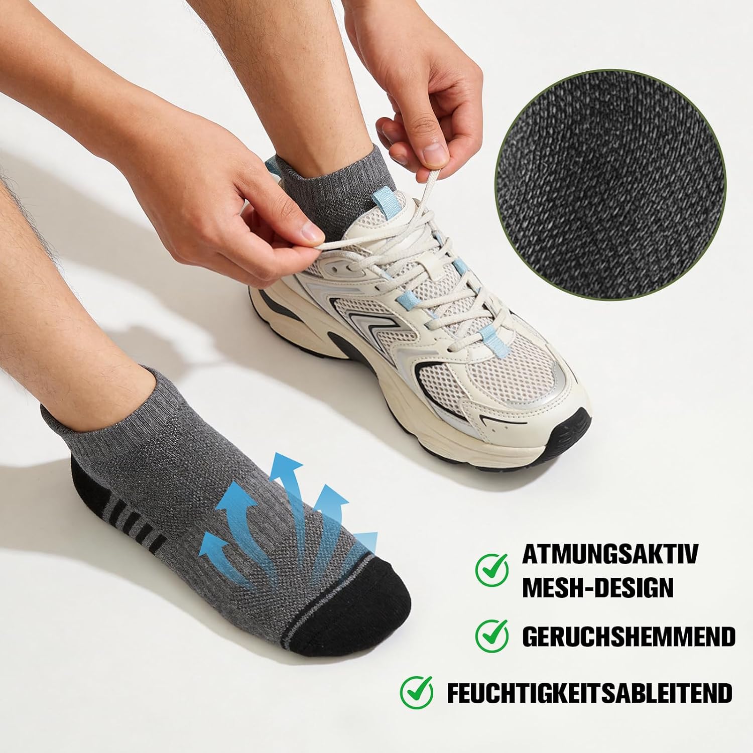 Thumbnail 2 de Quoboquo Chaussettes de sport courtes respirantes en coton pour homme (confort et maintien, antidérapantes)