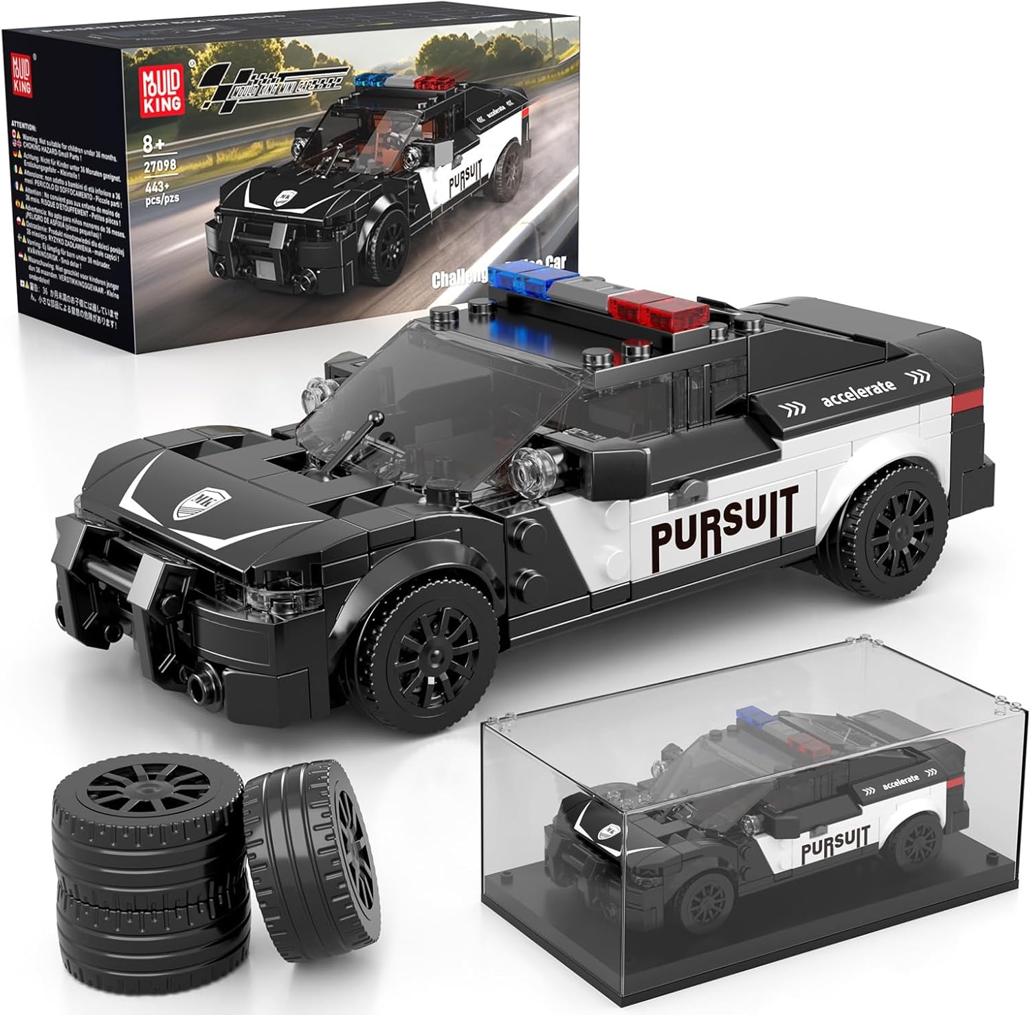 Thumbnail 5 de Mould King 27088 Technik Sportwagen Bausteinset mit Acryl-Vitrine (466 Teile)