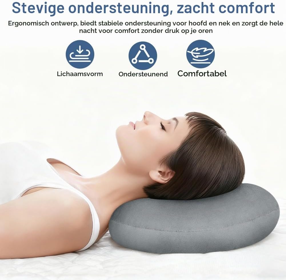Detalle 2 de AOOSA 5273718 piercingkussen met gat, grijs, van zacht premium katoen