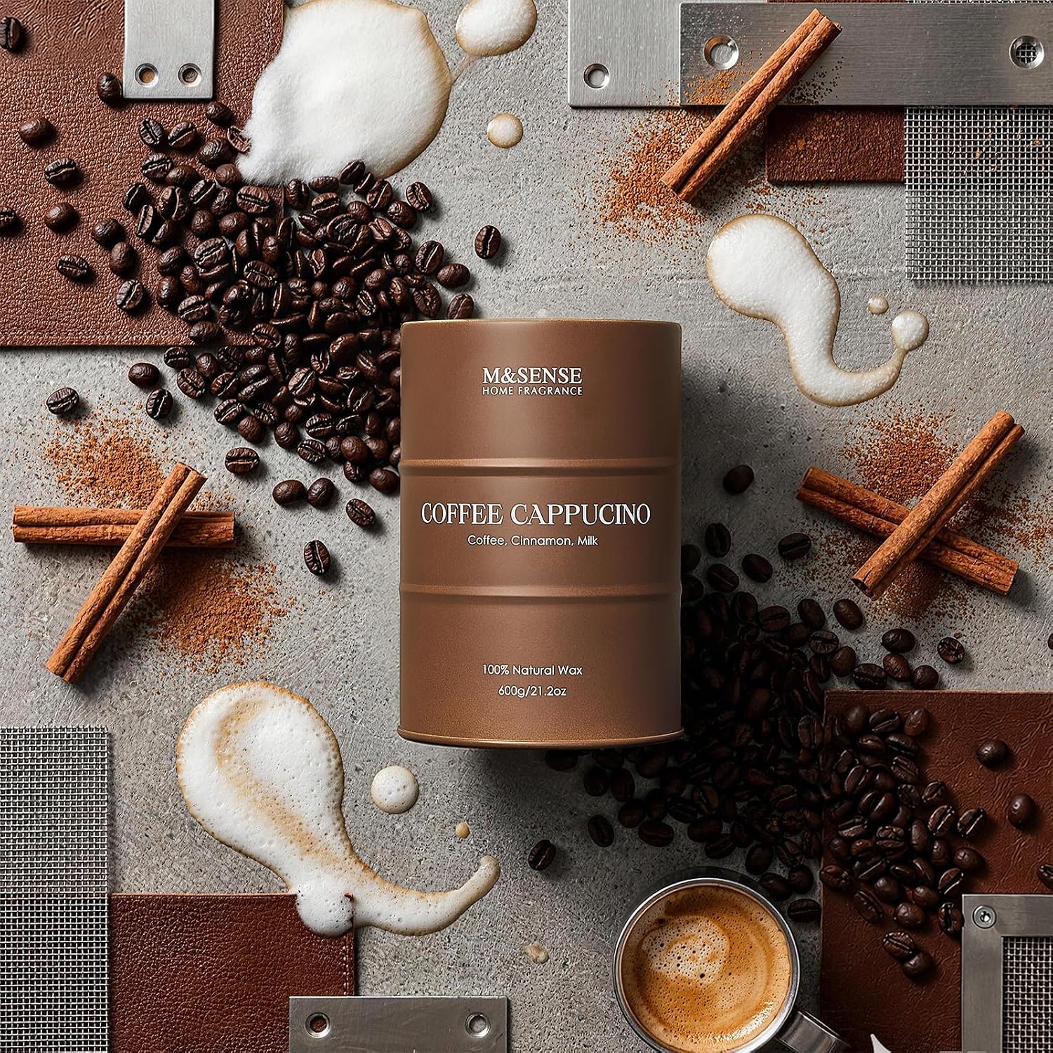 Detalle 2 de M&SENSE MSTC0243L CoffeeCappuccino Soy Candle, 21.2 oz Tin
