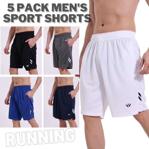 Thumbnail 1 de Fovdtaa — Confezione da 5 pantaloncini sportivi da uomo con tasche ed elastico in vita, asciugatura rapida, taglia XL
