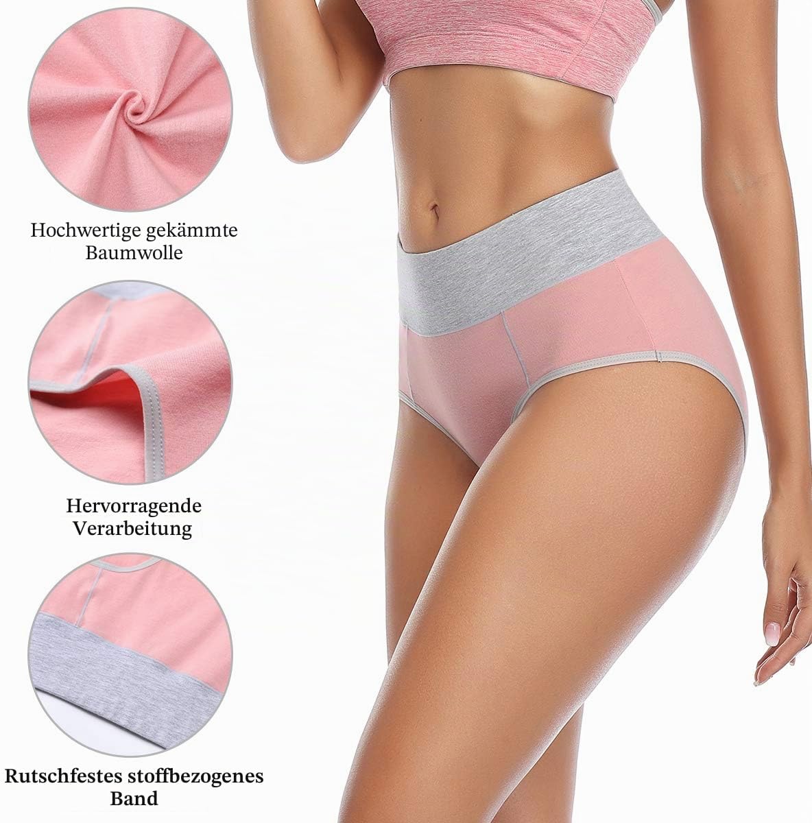 Detalle de wirarpa Damen Unterhosen Baumwolle – Hohe Taille, 5er Pack, bequeme Passform
