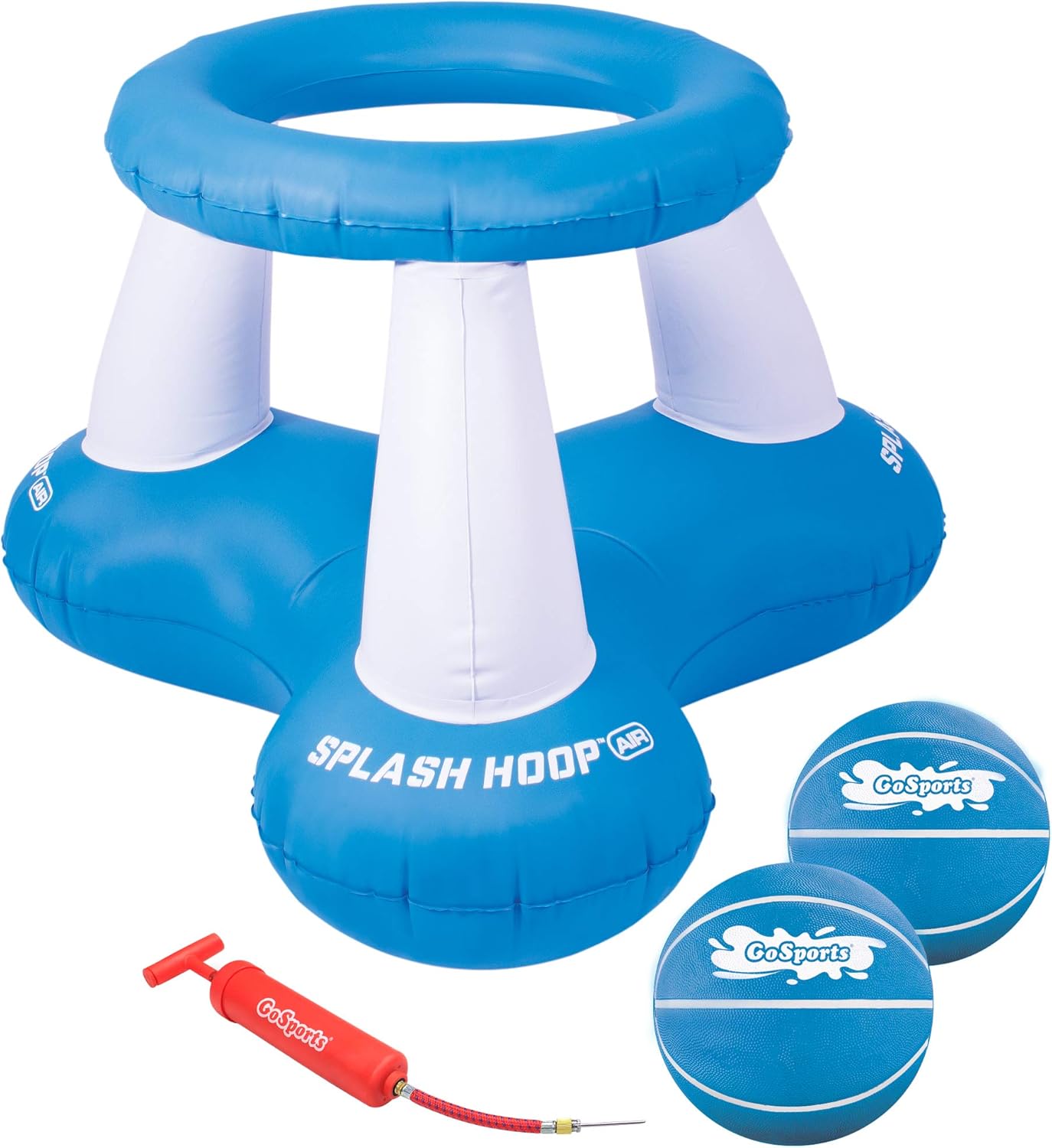 Detalle de GoSports Splash Hoop Air Bleu – Jeu gonflable de basket flottant pour piscine avec panier et ballons