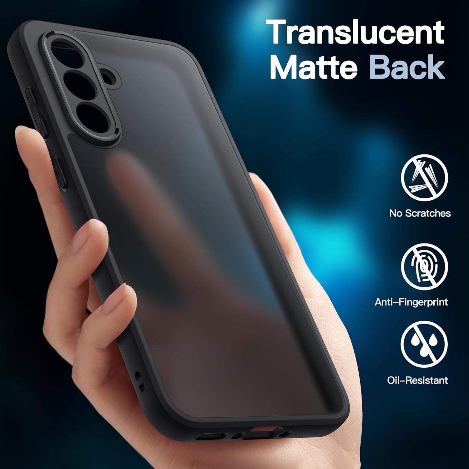 Detalle 2 de JETech 3 in 1 Cover Opaca per Samsung Galaxy A56 5G + 2 Pellicole in Vetro Temperato – Nero