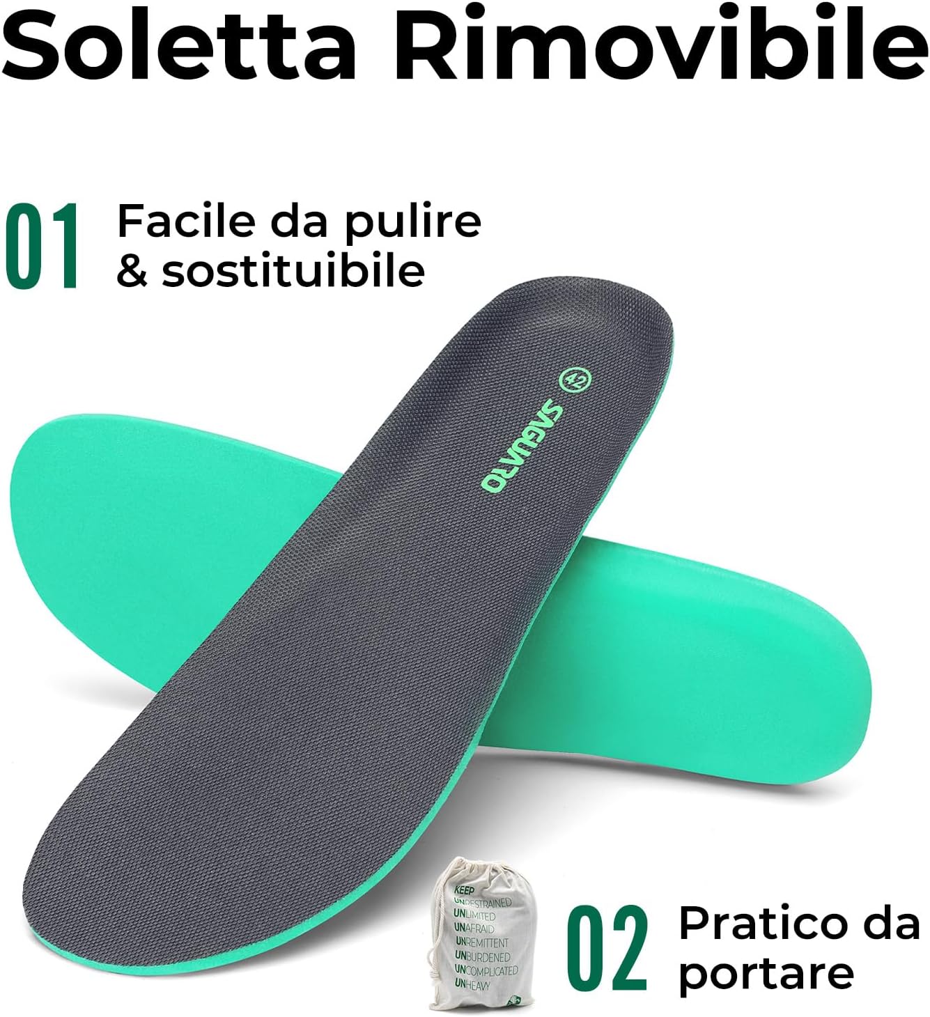 Detalle 2 de Saguaro Scarpe Barefoot Sportive unisex con punta larga, Zero Drop e tomaia in Flyknit (Gr. 36-48)