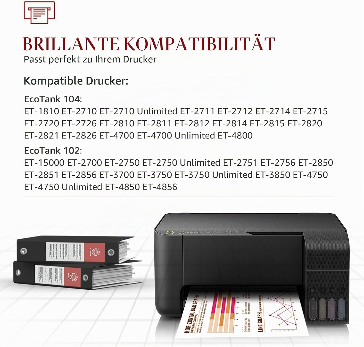 Detalle de Toner Kingdom 104/102 Tinte kompatibel als 4‑Farben-Multipack für Epson EcoTank (für ET-Modelle wie ET-2720, ET-4700 u. a.)
