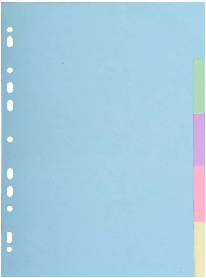 Thumbnail 5 de Exacompta 1606SE – Pack de 5 jeux d'intercalaires en carte pastel recyclée 170 g/m², A4 (22,5 x 29,7 cm), 6 onglets neutres