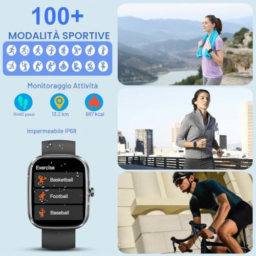 Detalle de Matast 2026 Smartwatch Uomo Donna — 1.91", oltre 100 modalità sportive, monitoraggio salute e chiamate al polso