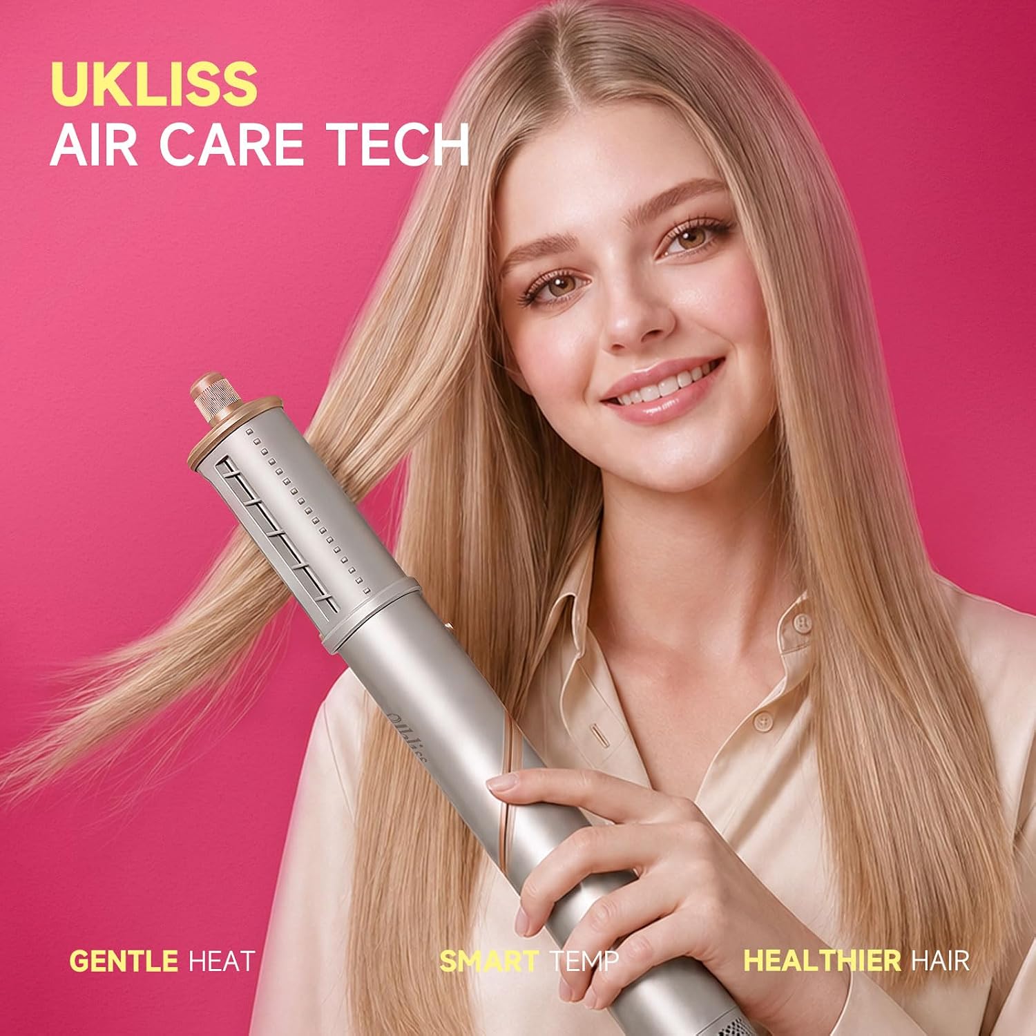 Detalle de UKLISS Hairstyler 8-in-1 Set: Pro Airstyler & Haartrockner mit Air Brush – All-in-One Multistyler für alle Haartypen