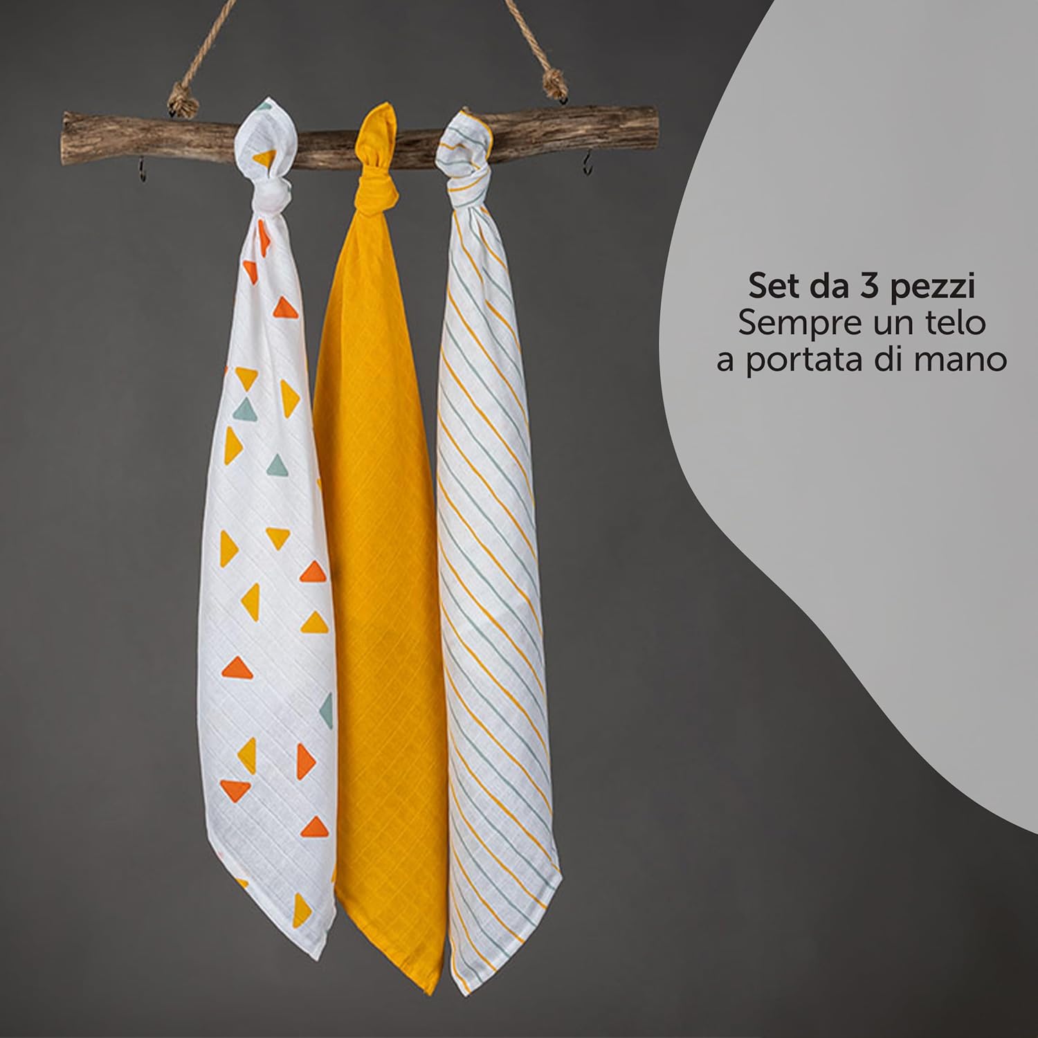 Detalle de LaLoona Pannolini di garza 70x70 cm – confezione da 3 pezzi in cotone 100% testati Oeko-Tex 100