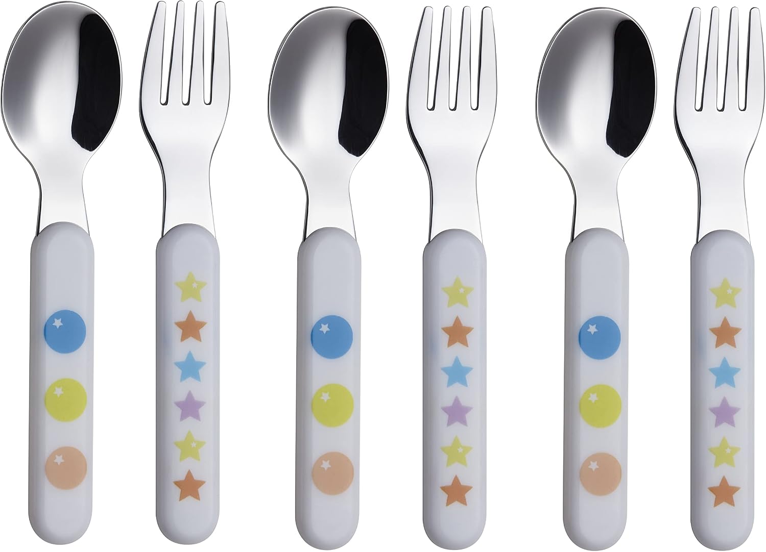Detalle de Exzact WF16 6-Piece Kids’ Cutlery Set, 18/10 Stainless Steel, BPA-Free Handles