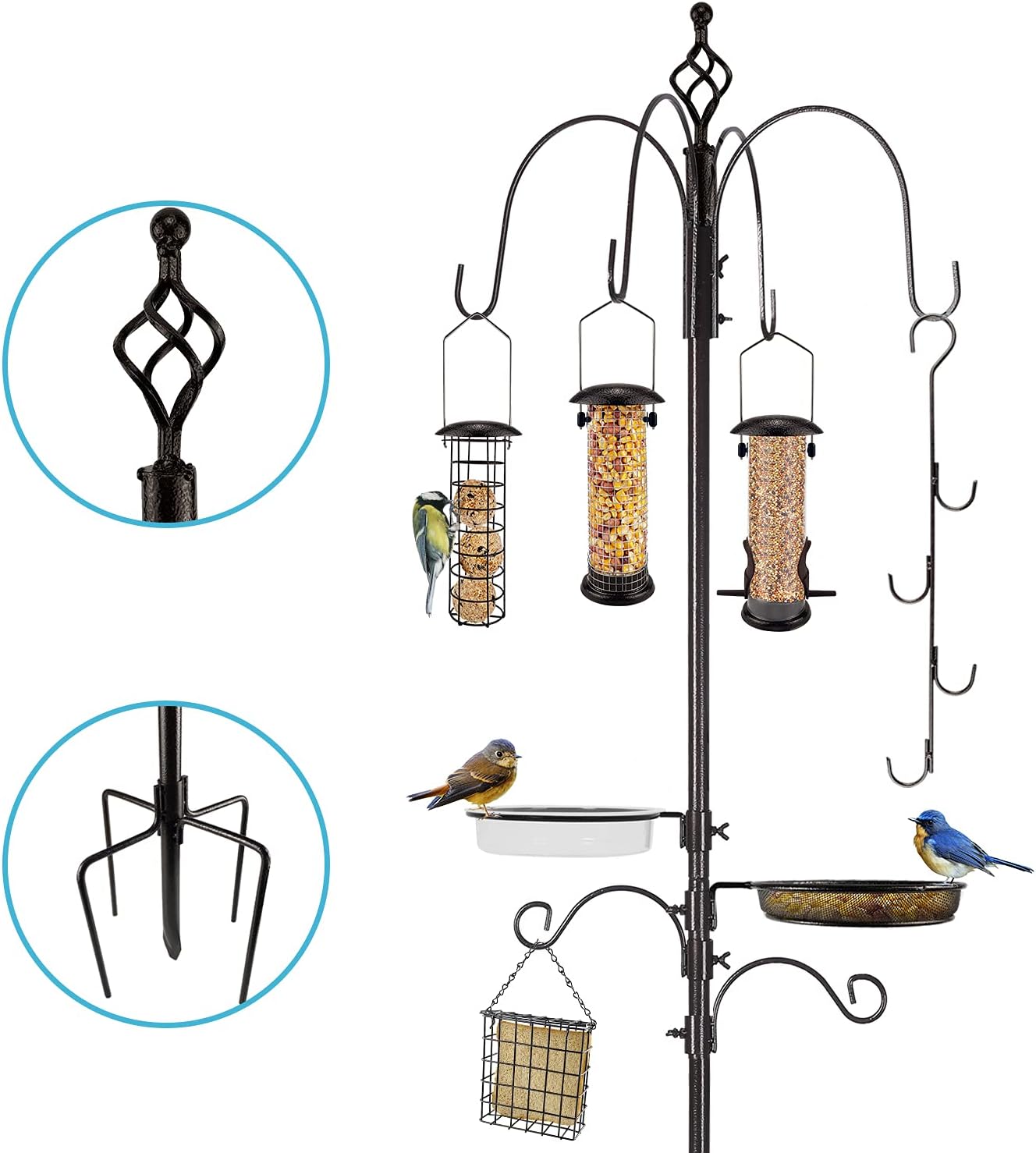 Thumbnail 5 de Urban Deco Hanging Bird Feeding Station With Feeders and Bath Tray (Heavy-Duty Pole)