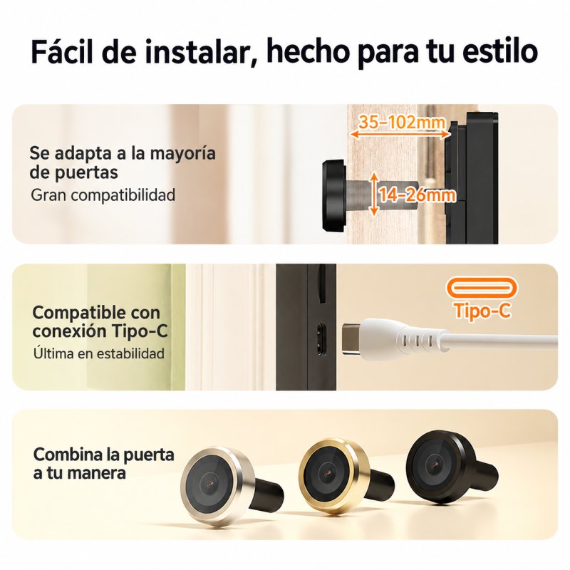 Detalle de Mirilla Digital WiFi Imou VD1-5M0S: pantalla 4,3'' y visión amplia para la puerta