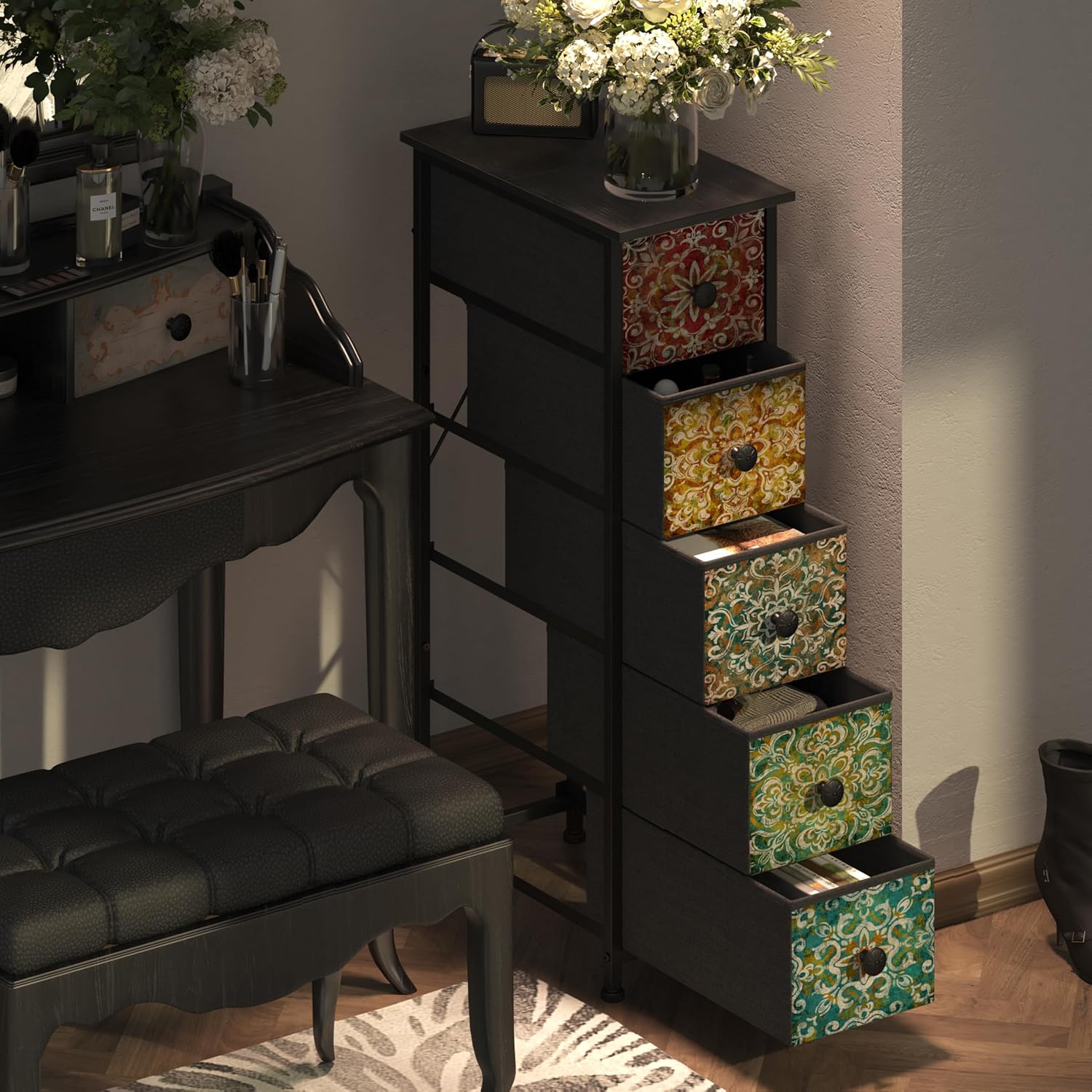 Thumbnail 2 de Welfuturer Kommode Schmaler Schrank mit 5 Stoffschubladen – platzsparende Aufbewahrung