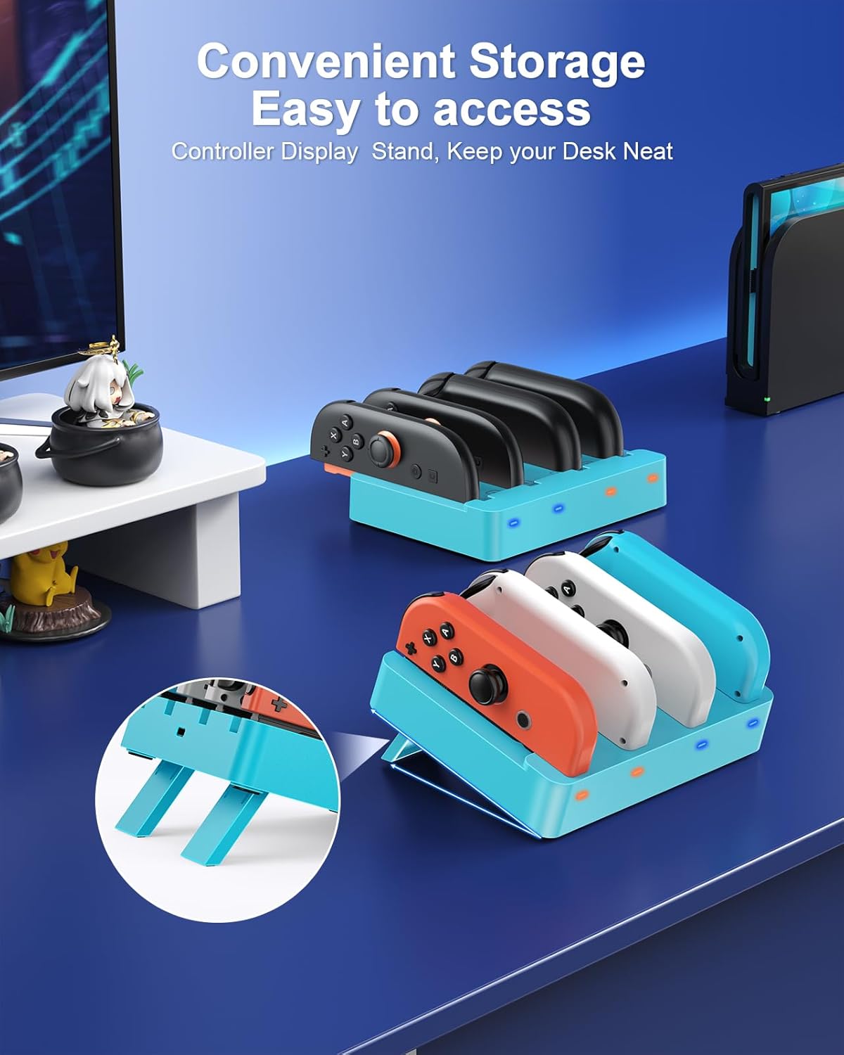 Thumbnail 3 de Dock de charge magnétique horizontale Both Switch 2/1 pour manettes Joy-Con, avec LED de statut