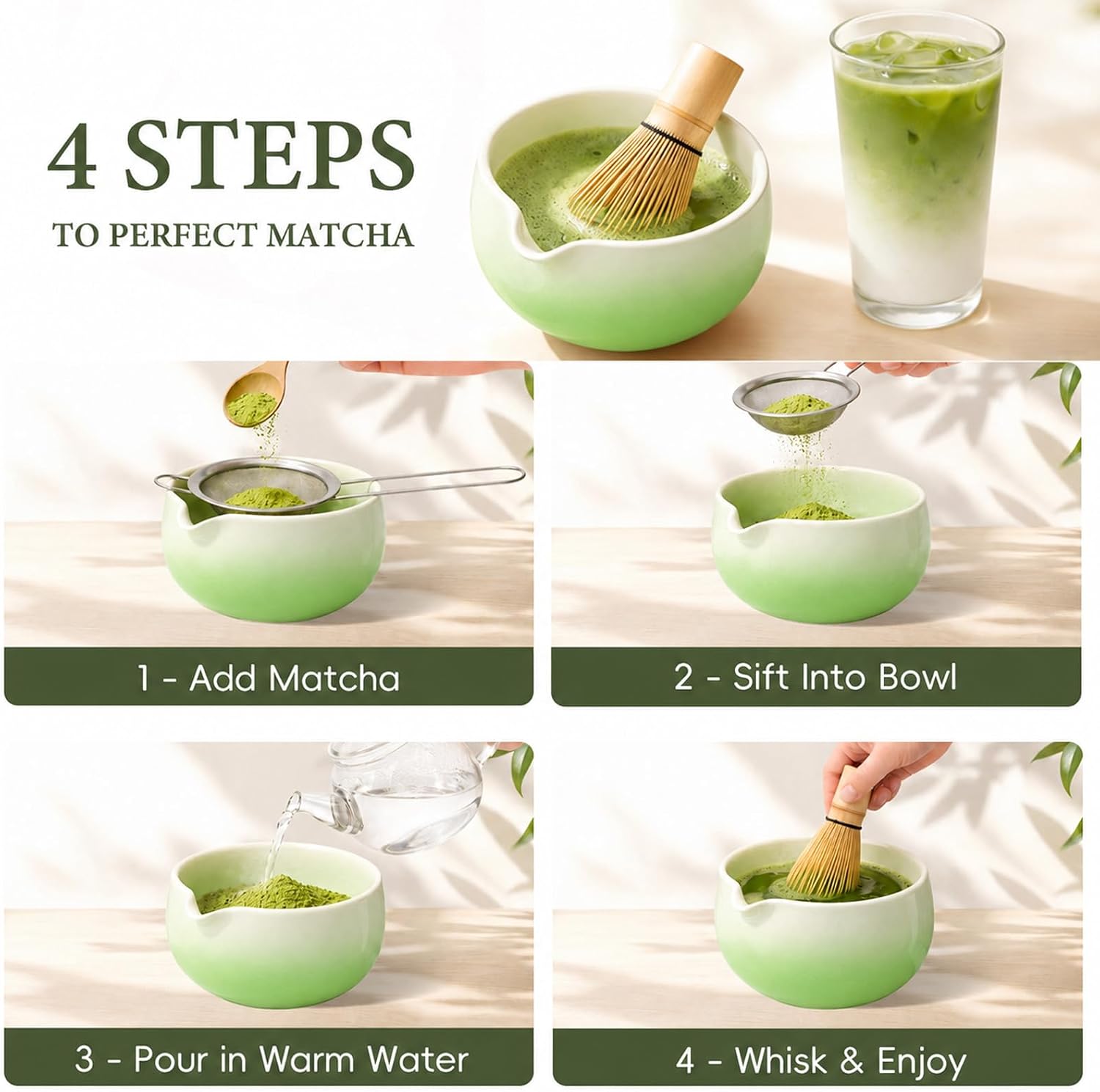 Thumbnail 3 de HUSHHAVN Matcha Whisk Set: Ceramic Matcha Kit with Bowl, Holder, and 6-Piece Accessories