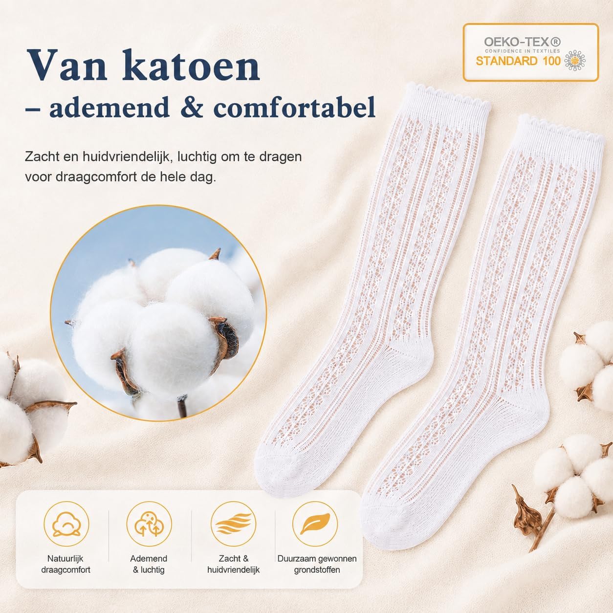 Detalle 1 de EconioSocken dirndlsokken voor dames, 80% katoen, EU 35–42