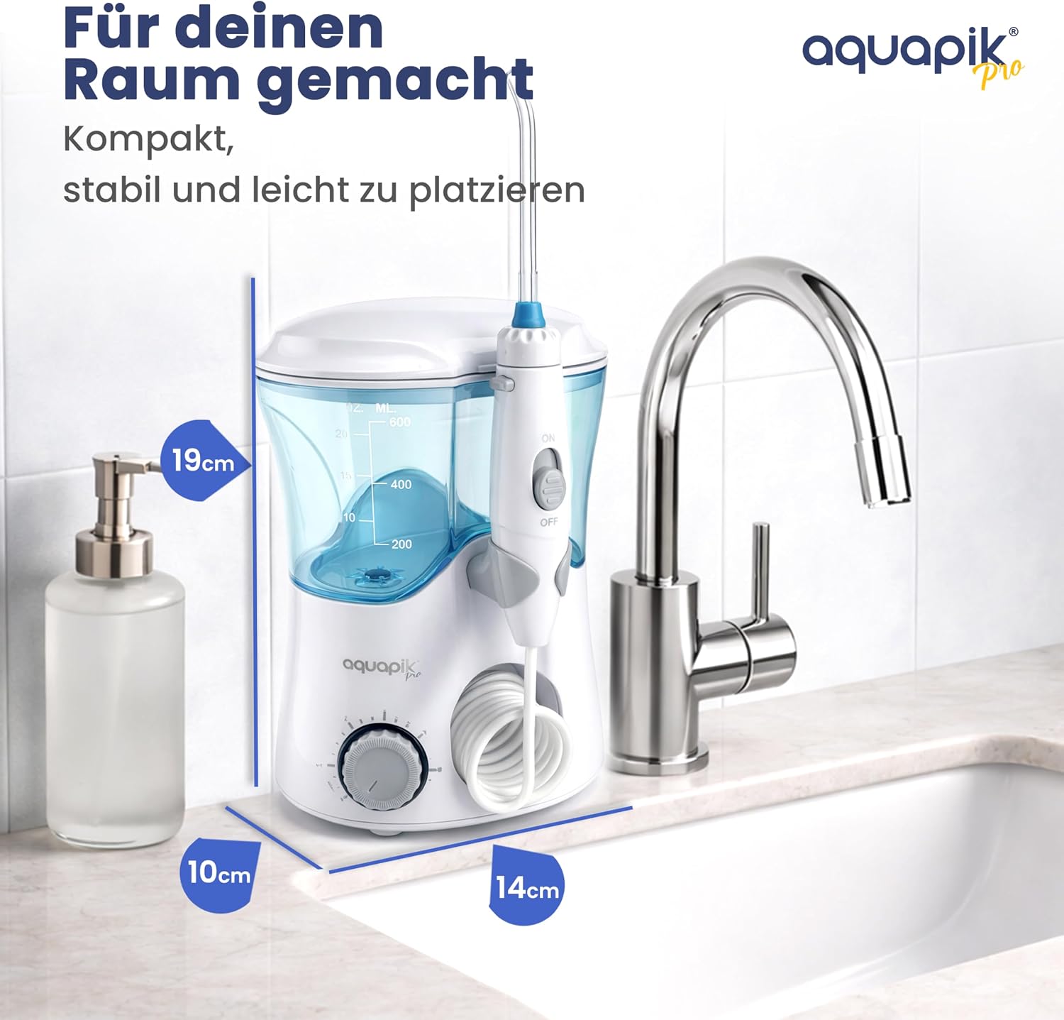Thumbnail 6 de Aquapik PRO Munddusche mit Precision Pulse Technologie – gründliche Plaque-Entfernung, 8 Aufsätze, 10 Modi