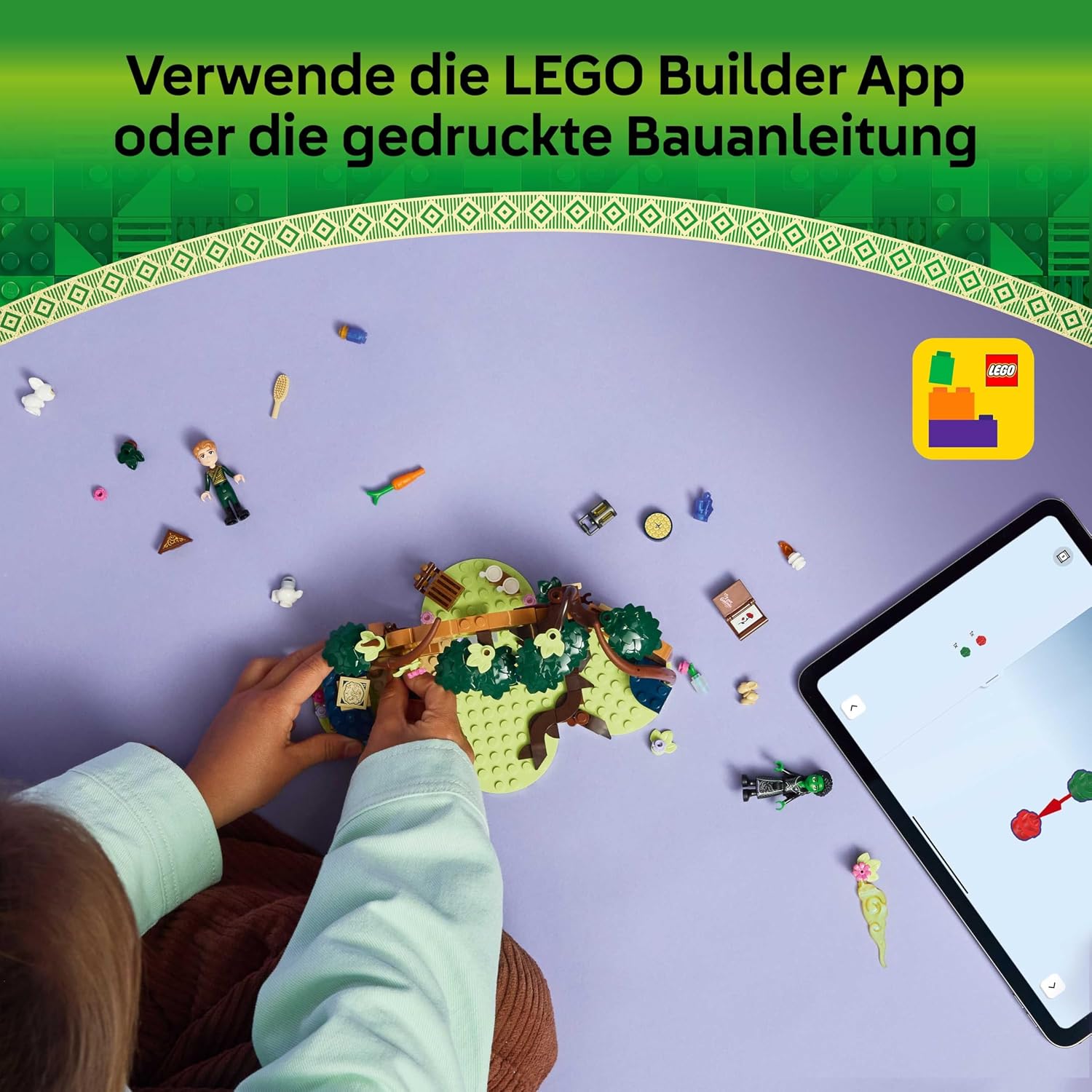 Detalle de LEGO Wicked 75687: Elphabas Versteck – Wald-Bauset mit 2 Minifiguren und Tierfiguren