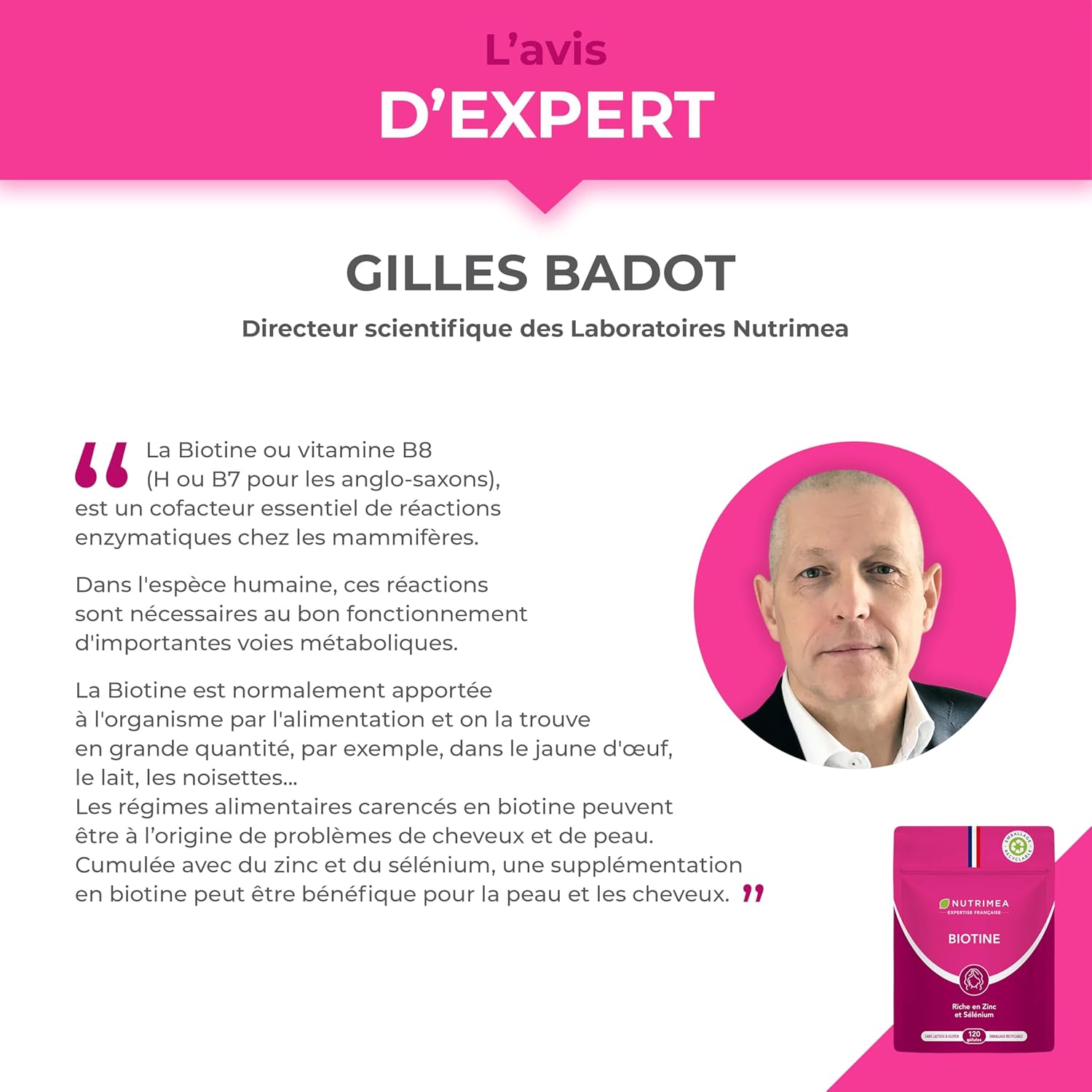 Thumbnail 5 de Biotine Nutrimea (120 gélules vegan) – complexe vitamine B8, zinc, sélénium et pépins de courge