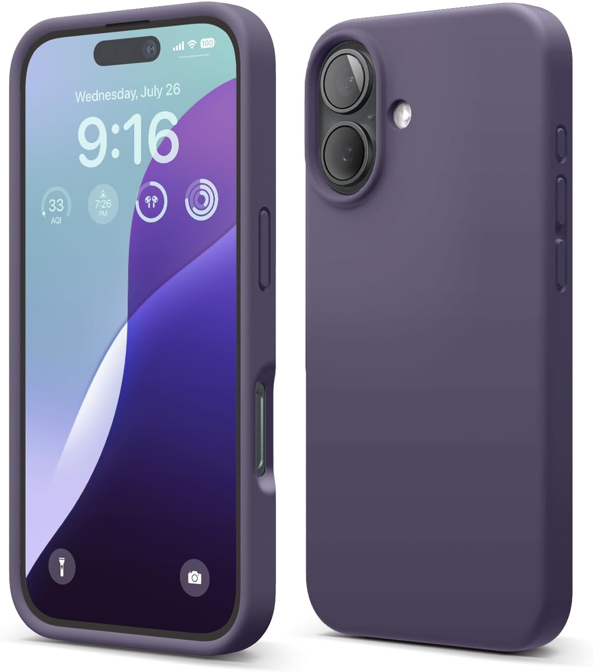 Detalle de elago Coque Silicone Liquide Premium iPhone 16 — Étui antichoc violet