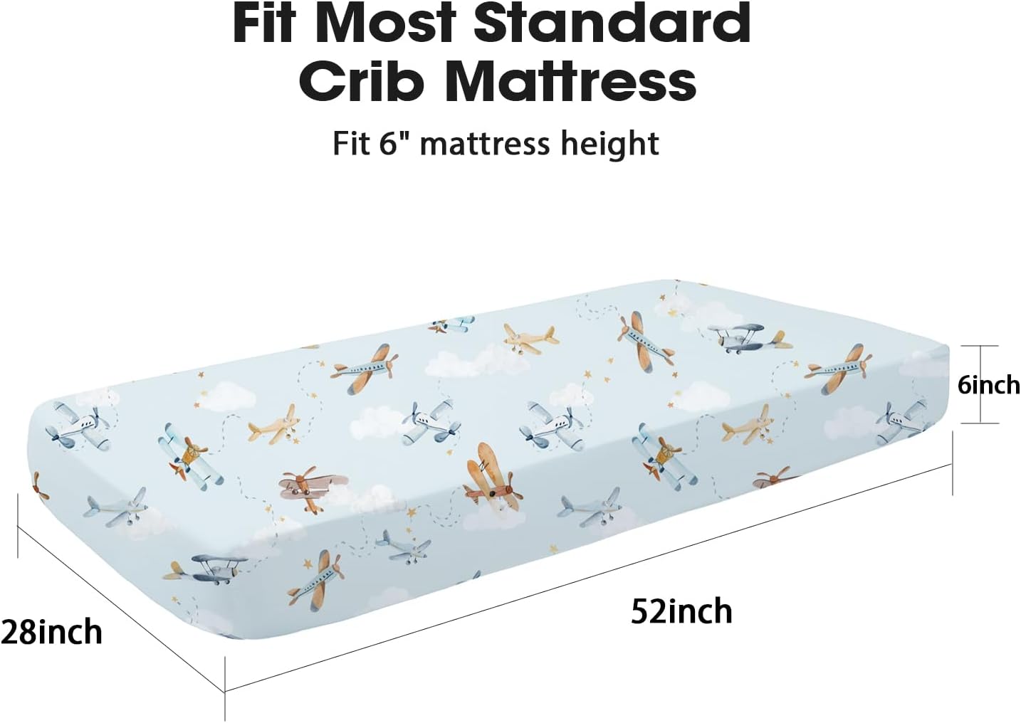 Detalle de Little Grape Land CS2501171 Crib Sheets, 2-Pack, Planes Microfiber, 52 x 28 in