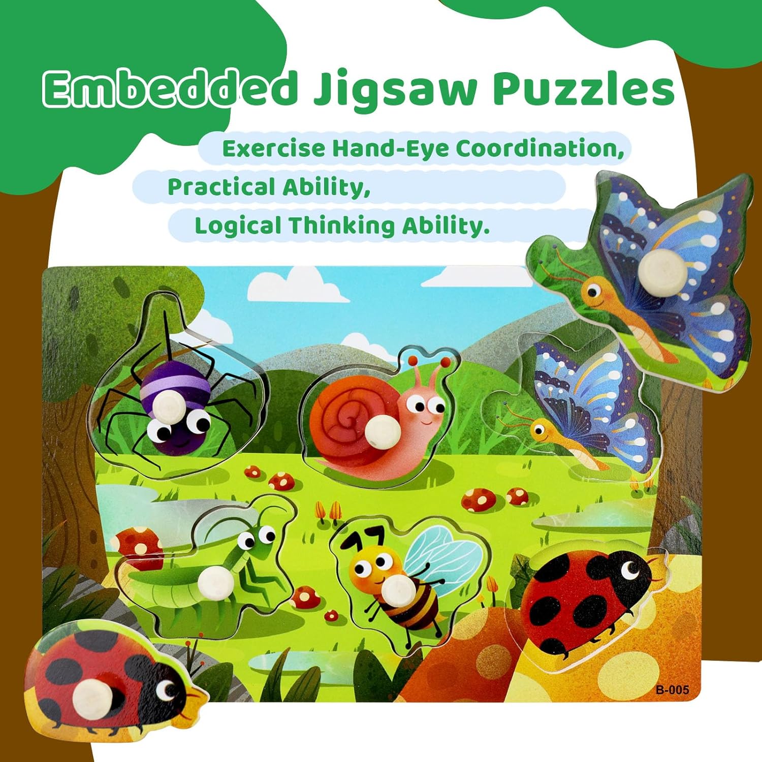 Detalle 2 de 4 Pcs Puzzles en Bois pour Enfants – Animal Montessori, Éducatif et Sécurisé