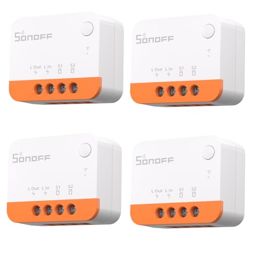 Detalle de SONOFF ZBMINIL2 interruptor inteligente Zigbee sin neutro, 2 vías, pack de 4