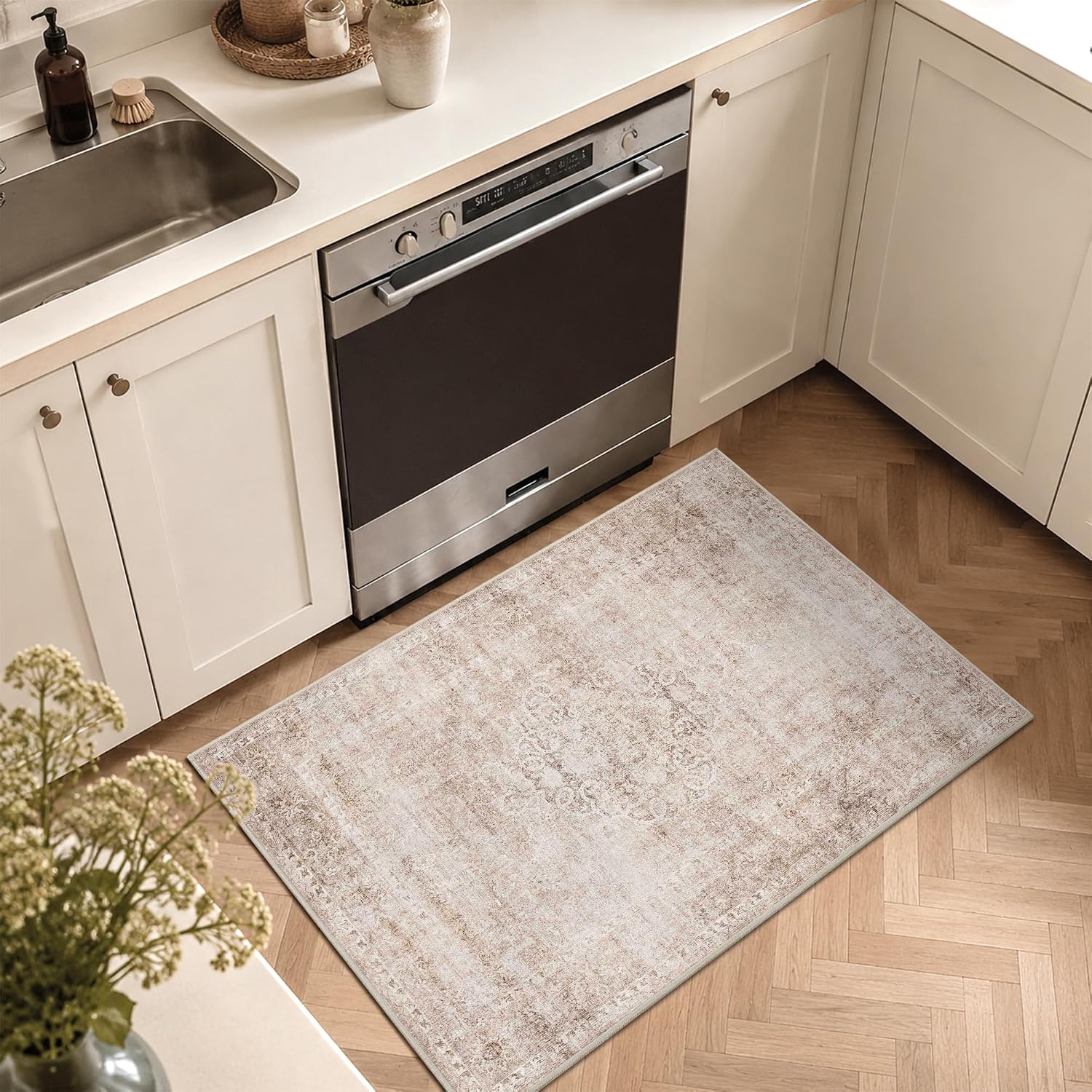 Detalle de HelloTree 5x7 Vintage Boho Khaki Area Rug ๐