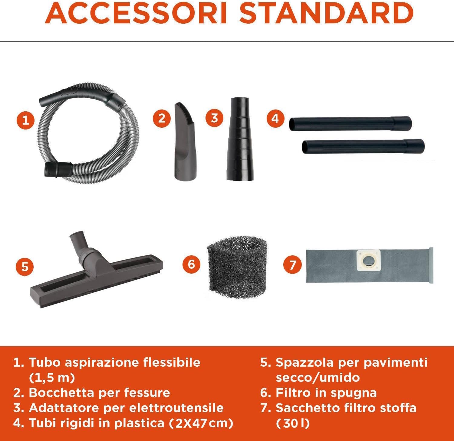 Detalle de BLACK+DECKER BXVC30XTDE Aspiratore Solidi e Liquidi 30 L con Presa Elettroutensili (1600 W, 30 L)