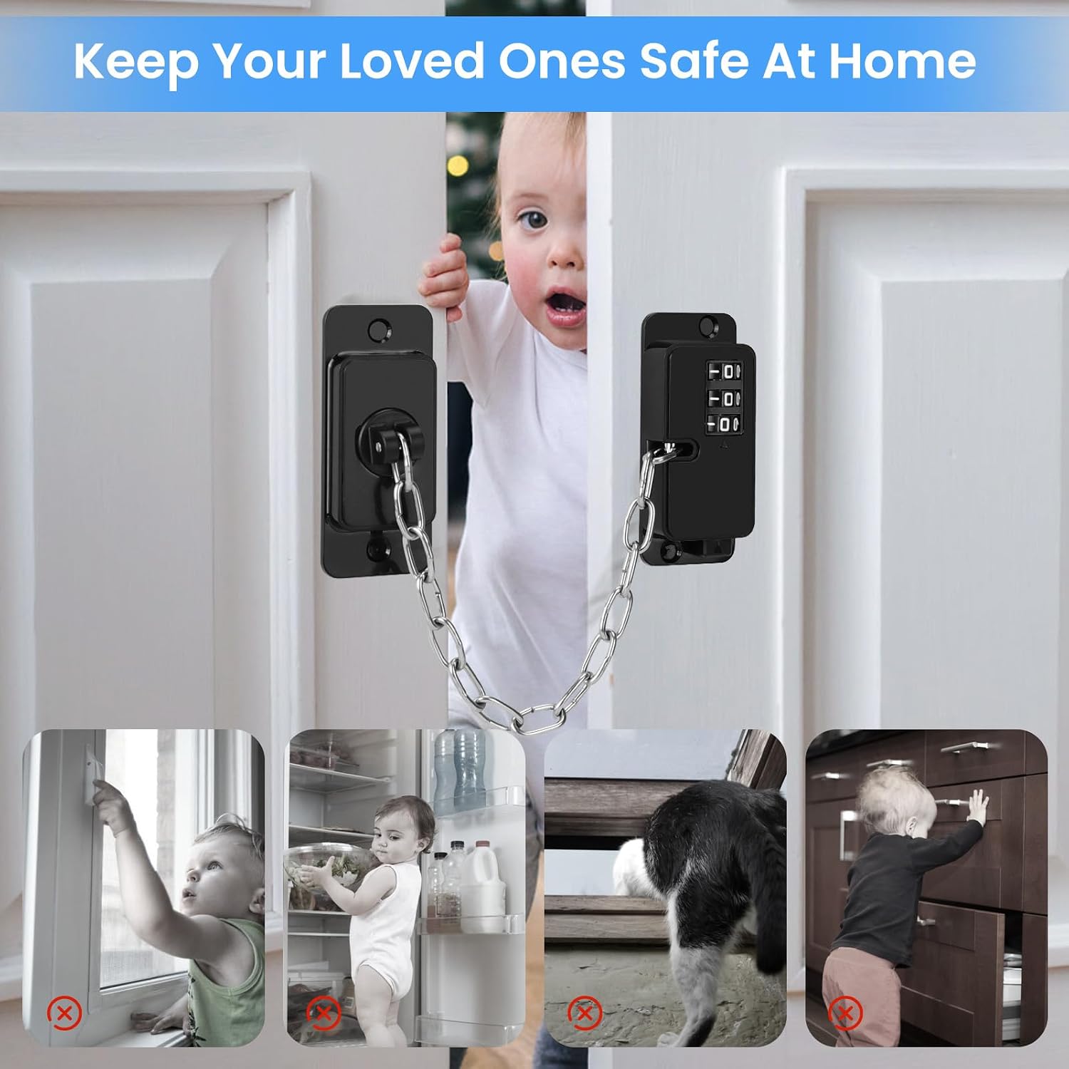 Detalle 1 de NewBinn 2 Pack Adjustable Password Fridge Locks