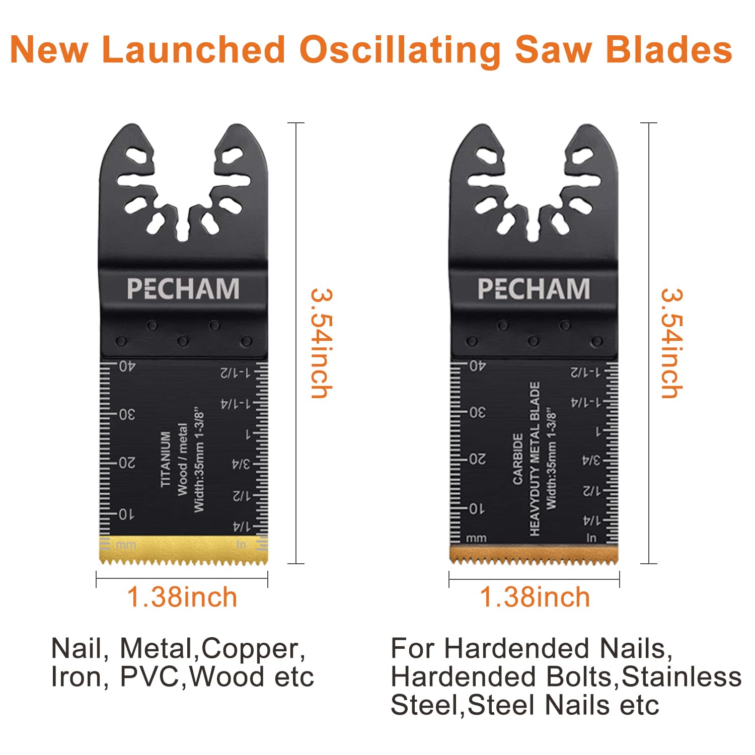 Detalle de PECHAM Tools-001 Oscillating Multitool Blades, 23-Piece Titanium and Carbide Set