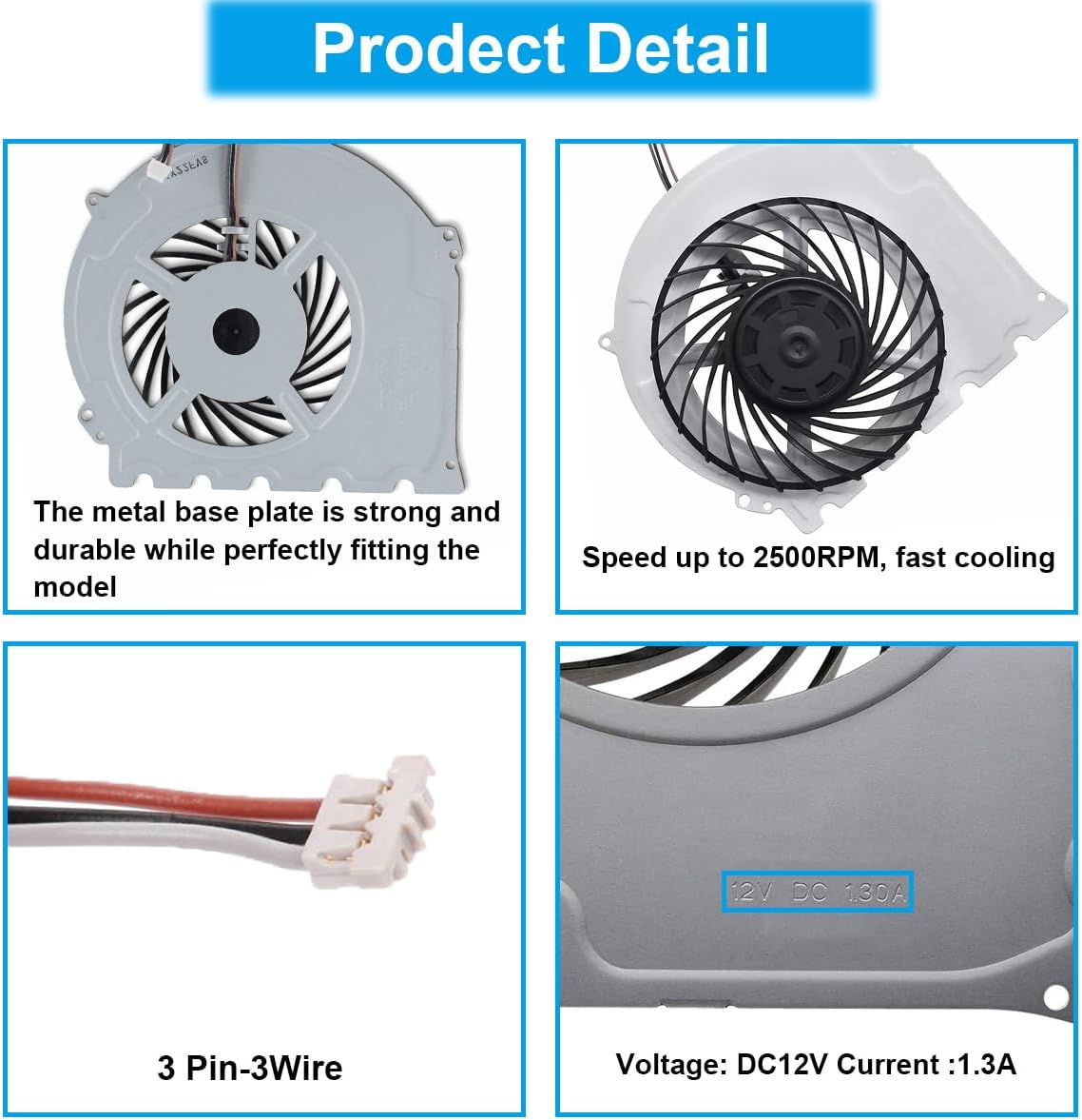 Thumbnail 1 de ZHUROUPU PS4 Slim Internal Cooling Fan Replacement (G85G12MS1AN-56J14 / KSB0912HD) for CUH-2XXX/21xx/22xx