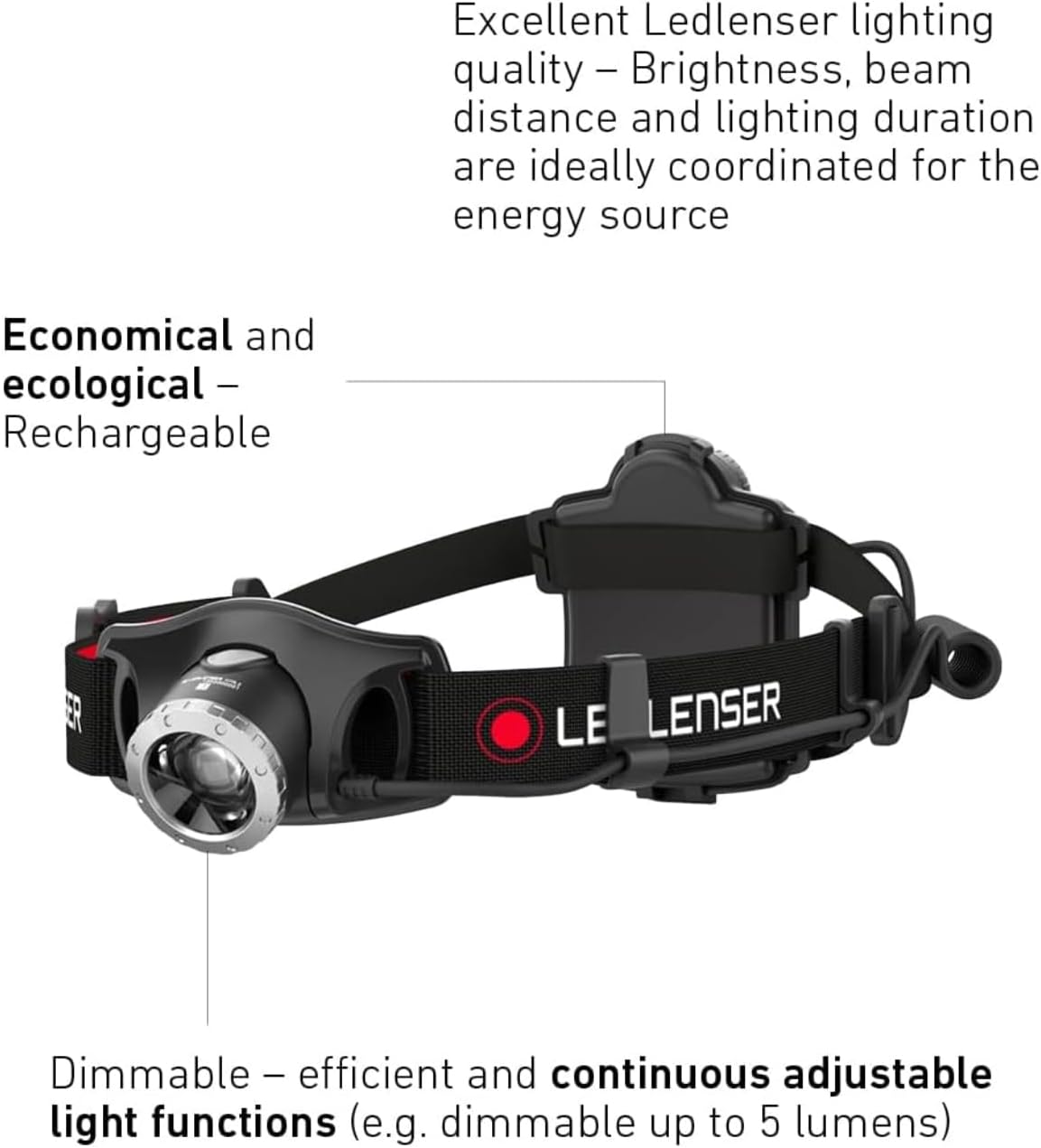 Thumbnail 4 de Ledlenser H7R.2 – Frontale LED ricaricabile con doppia alimentazione e regolazione continua della luce