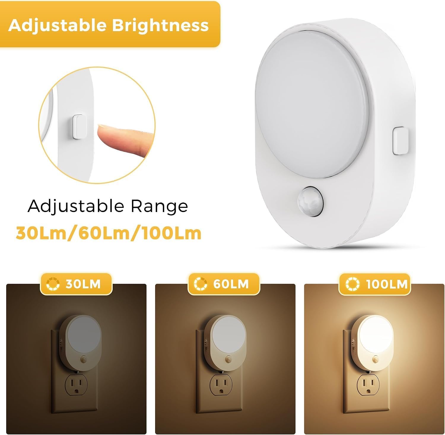 Thumbnail 3 de L LOHAS LED GY123US-3000K-2 Plug-In Motion Sensor Night Light, 2-Pack